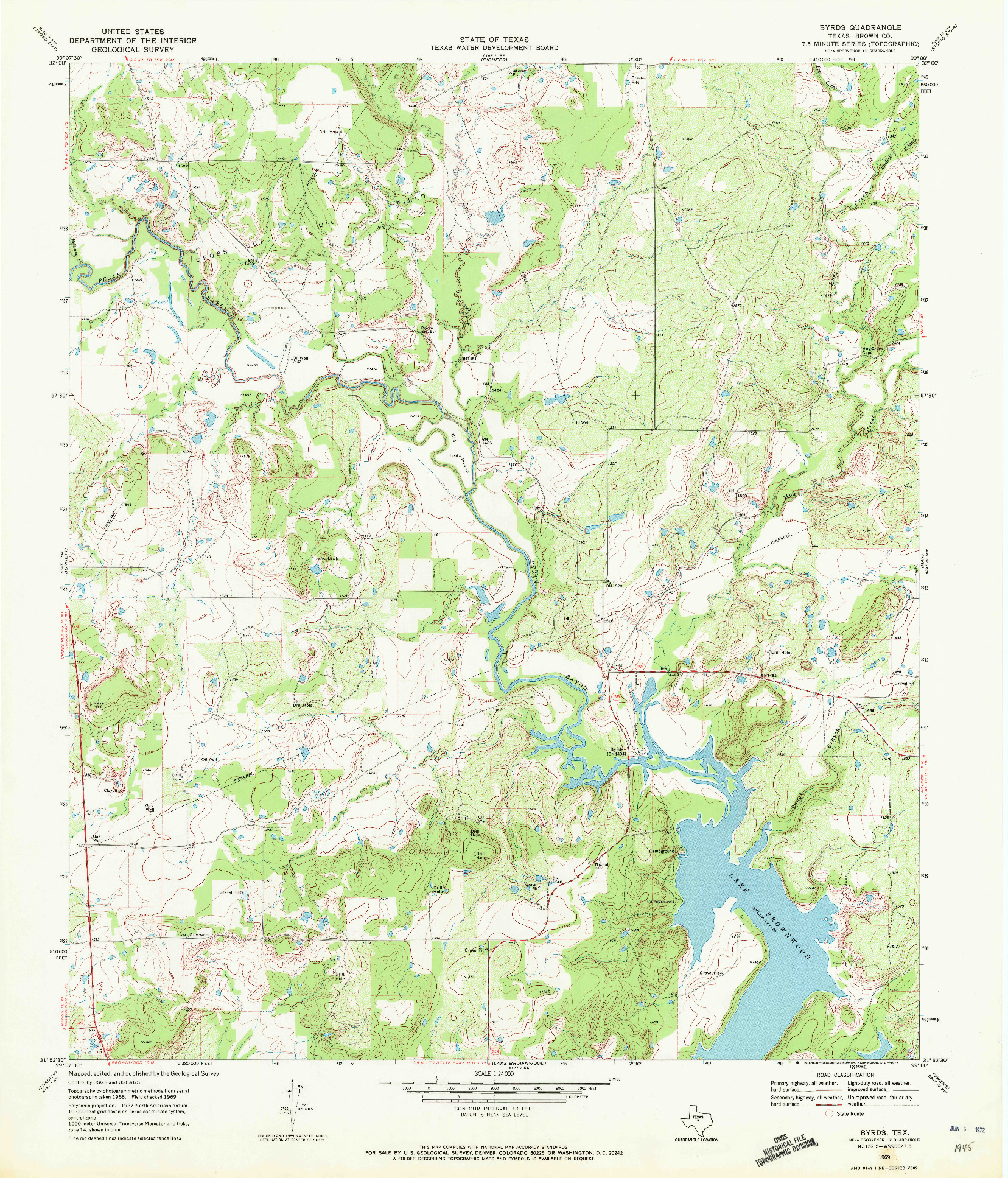 USGS 1:24000-SCALE QUADRANGLE FOR BYRDS, TX 1969