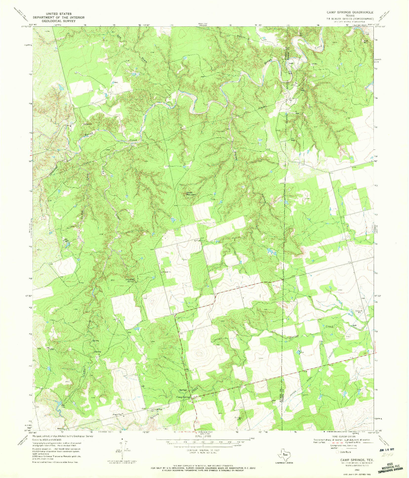 USGS 1:24000-SCALE QUADRANGLE FOR CAMP SPRINGS, TX 1969