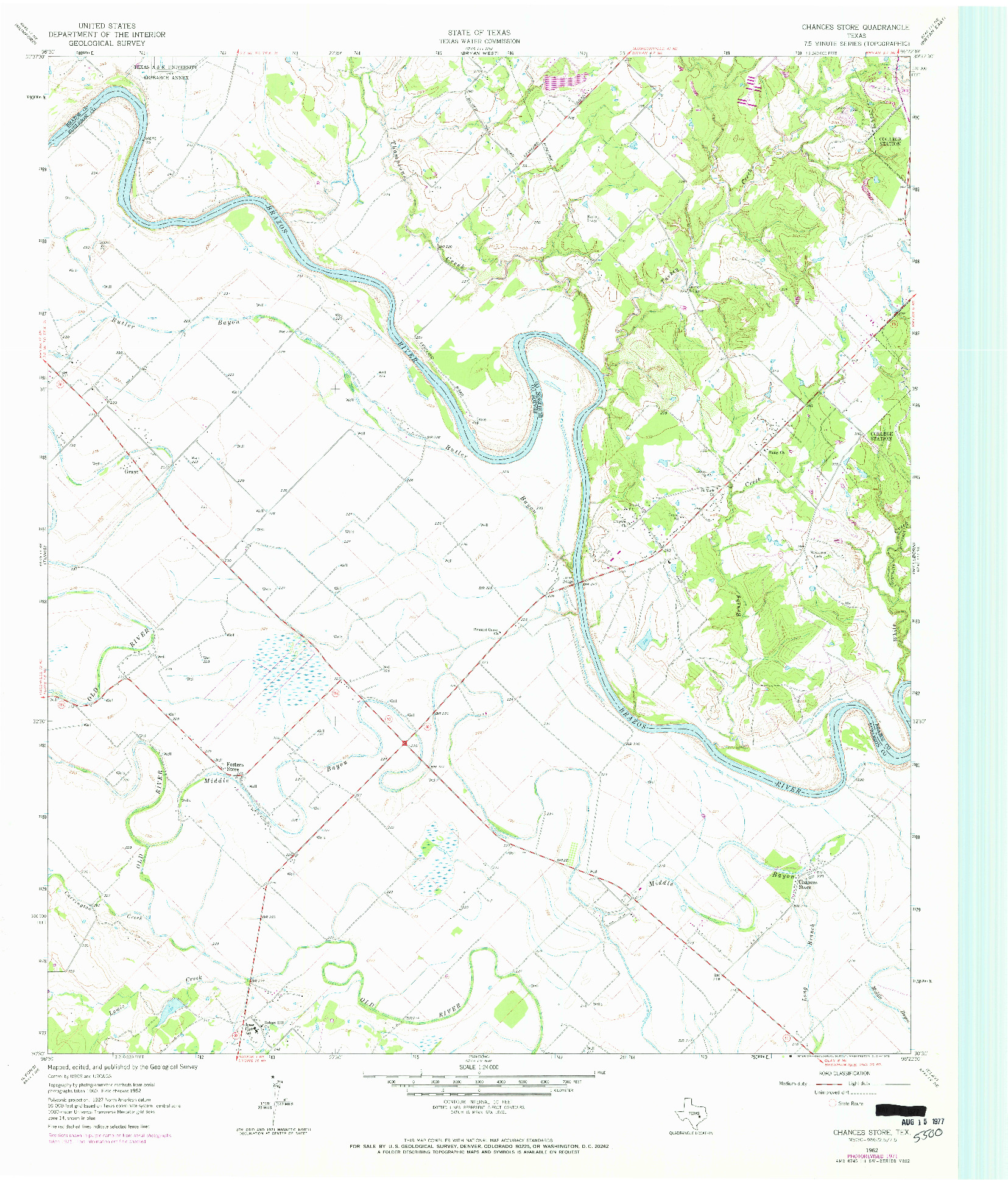 USGS 1:24000-SCALE QUADRANGLE FOR CHANCES STORE, TX 1962