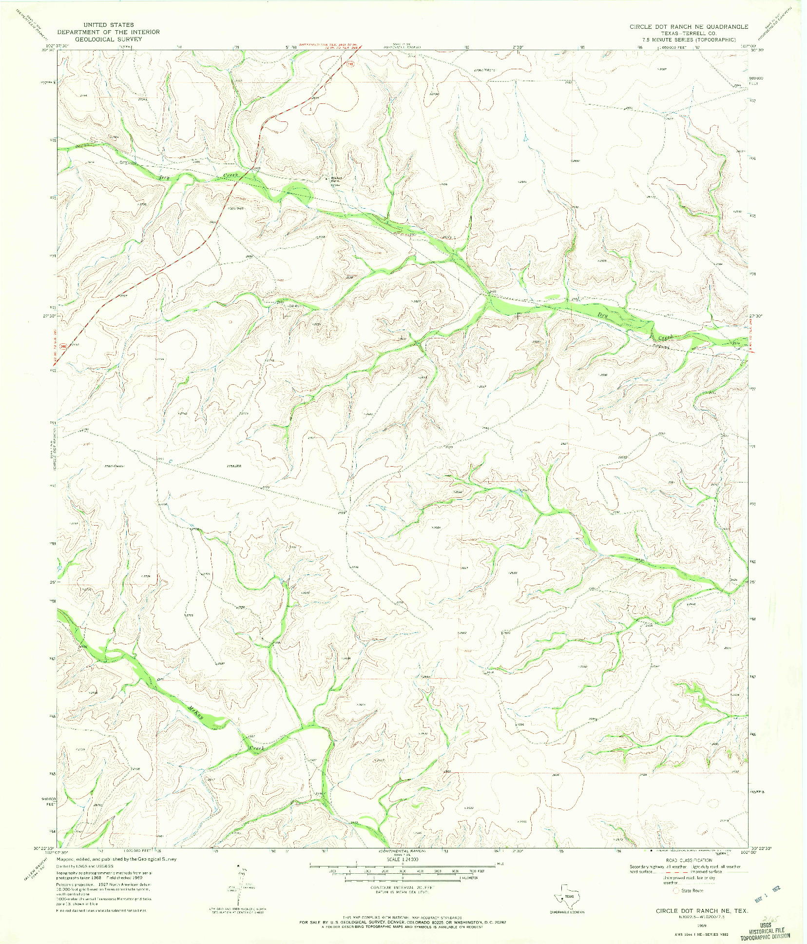 USGS 1:24000-SCALE QUADRANGLE FOR CIRCLE DOT RANCH NE, TX 1969