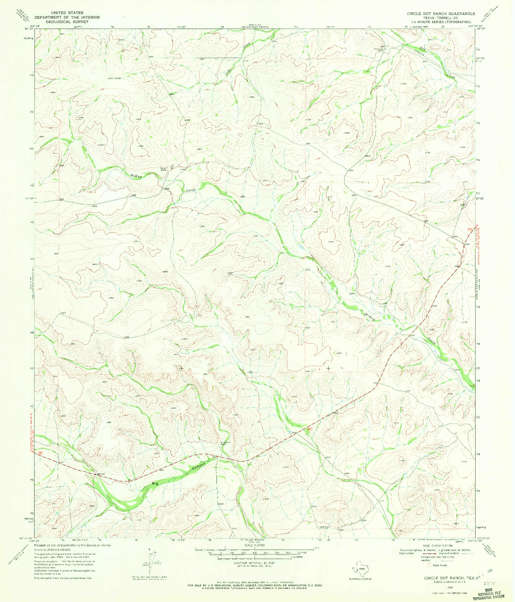 USGS 1:24000-SCALE QUADRANGLE FOR CIRCLE DOT RANCH, TX 1969