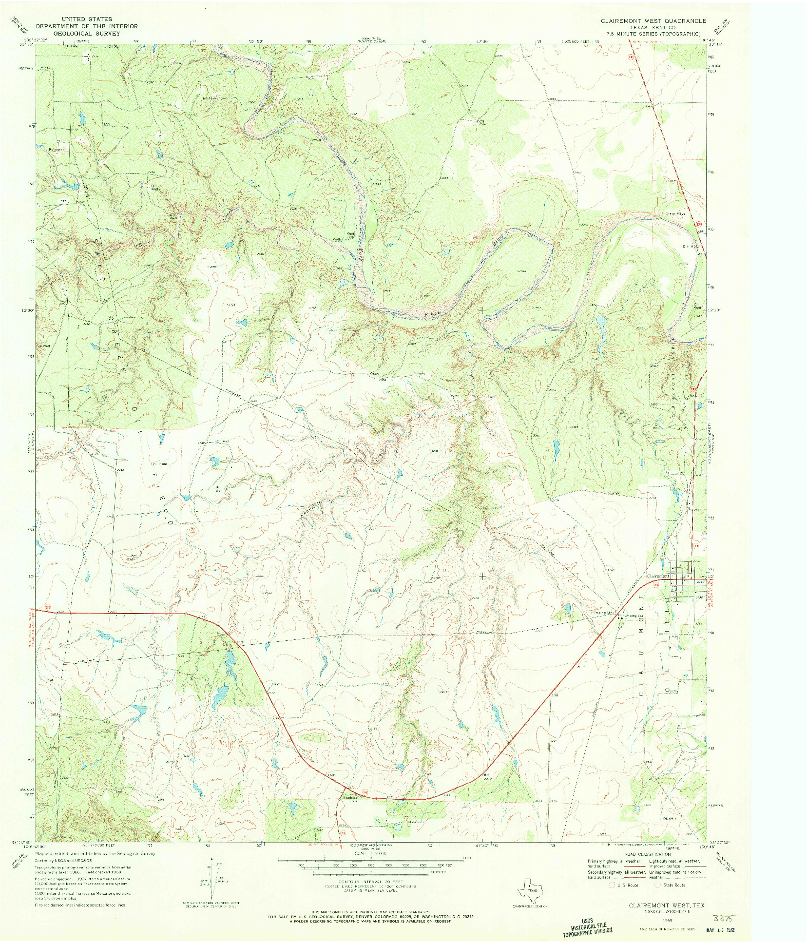 USGS 1:24000-SCALE QUADRANGLE FOR CLAIREMONT WEST, TX 1969