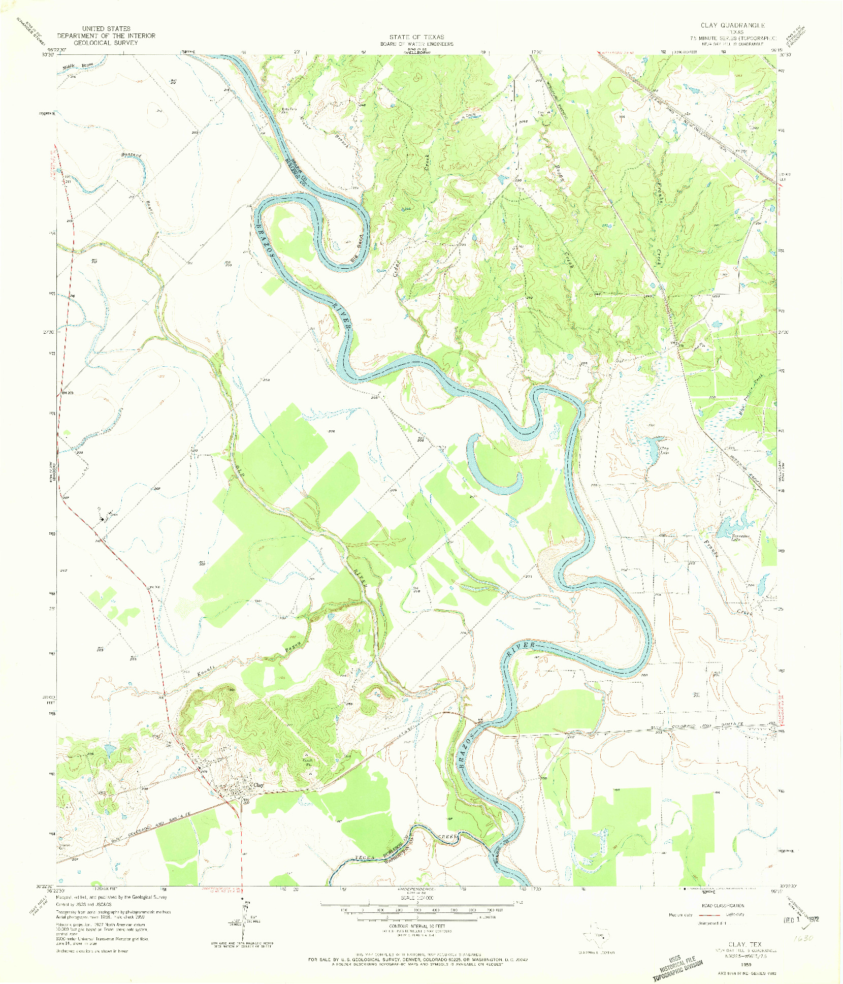 USGS 1:24000-SCALE QUADRANGLE FOR CLAY, TX 1959