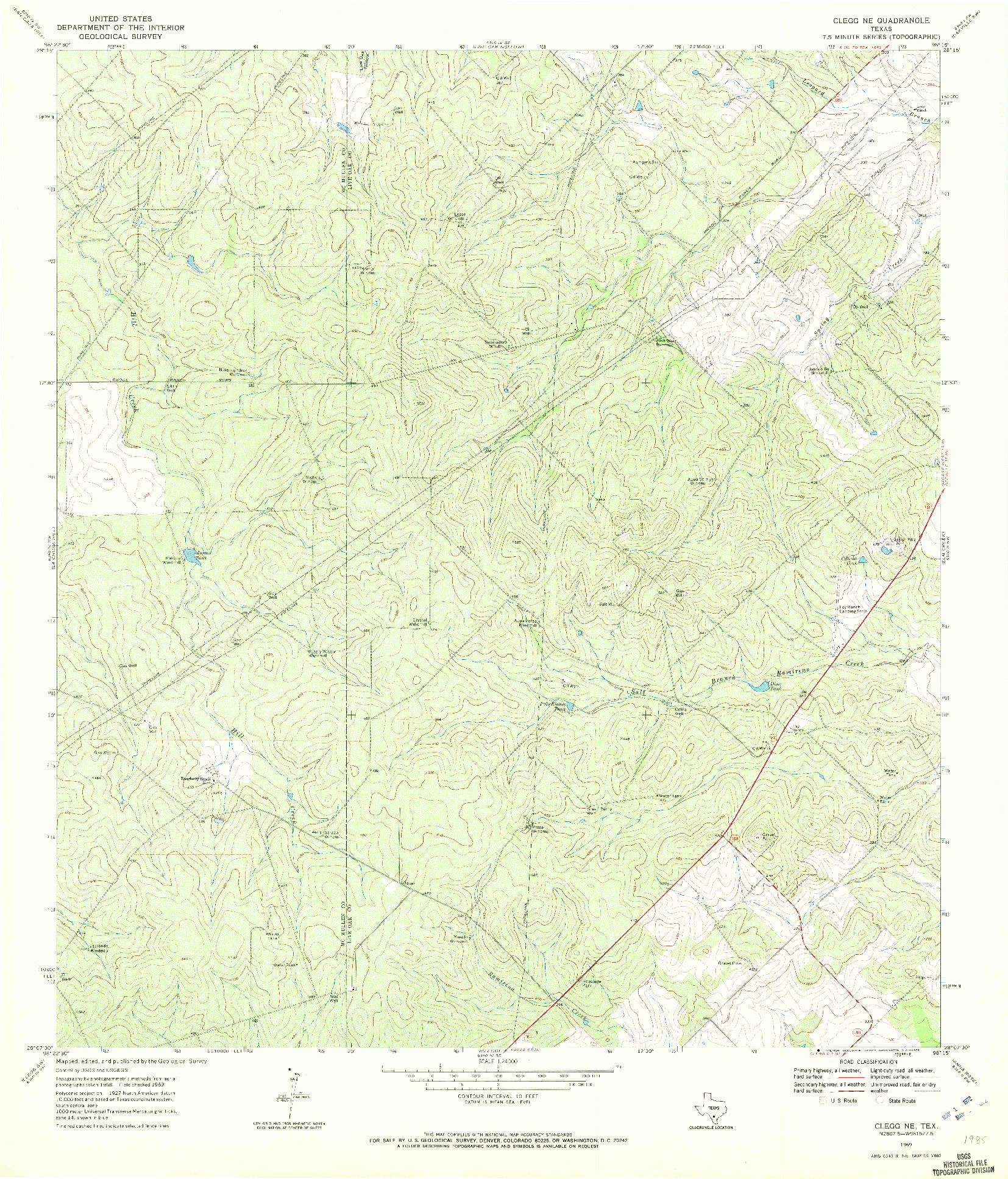 USGS 1:24000-SCALE QUADRANGLE FOR CLEGG NE, TX 1969