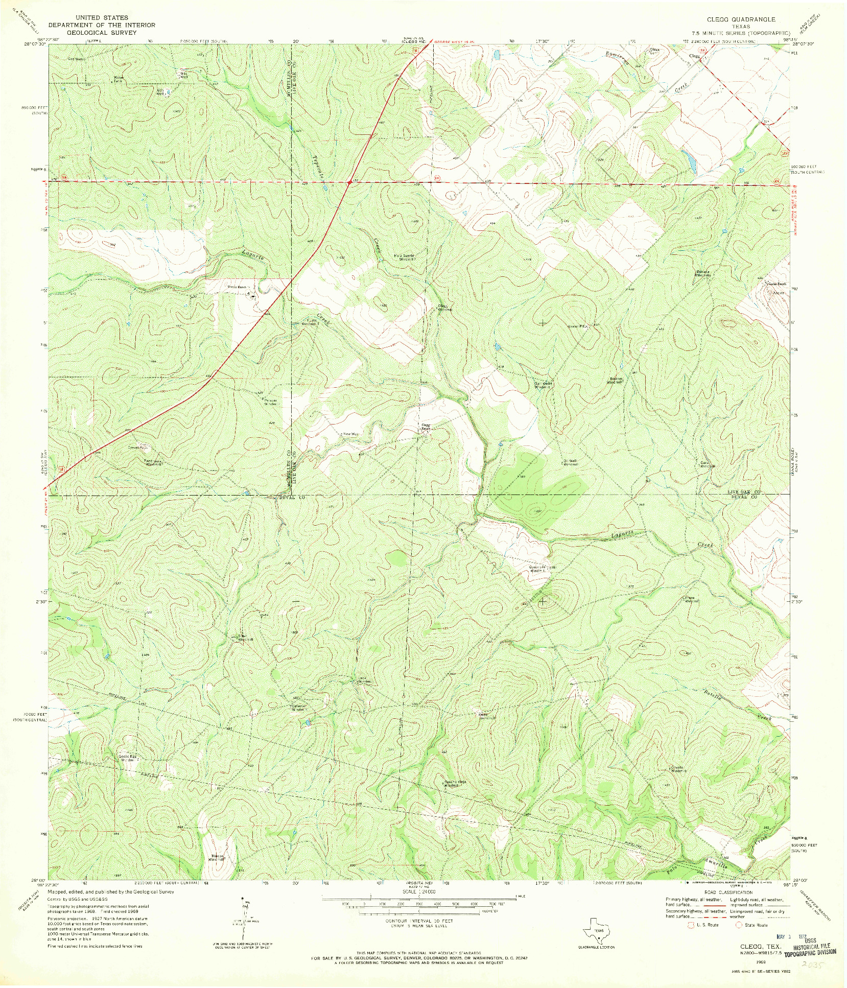 USGS 1:24000-SCALE QUADRANGLE FOR CLEGG, TX 1969