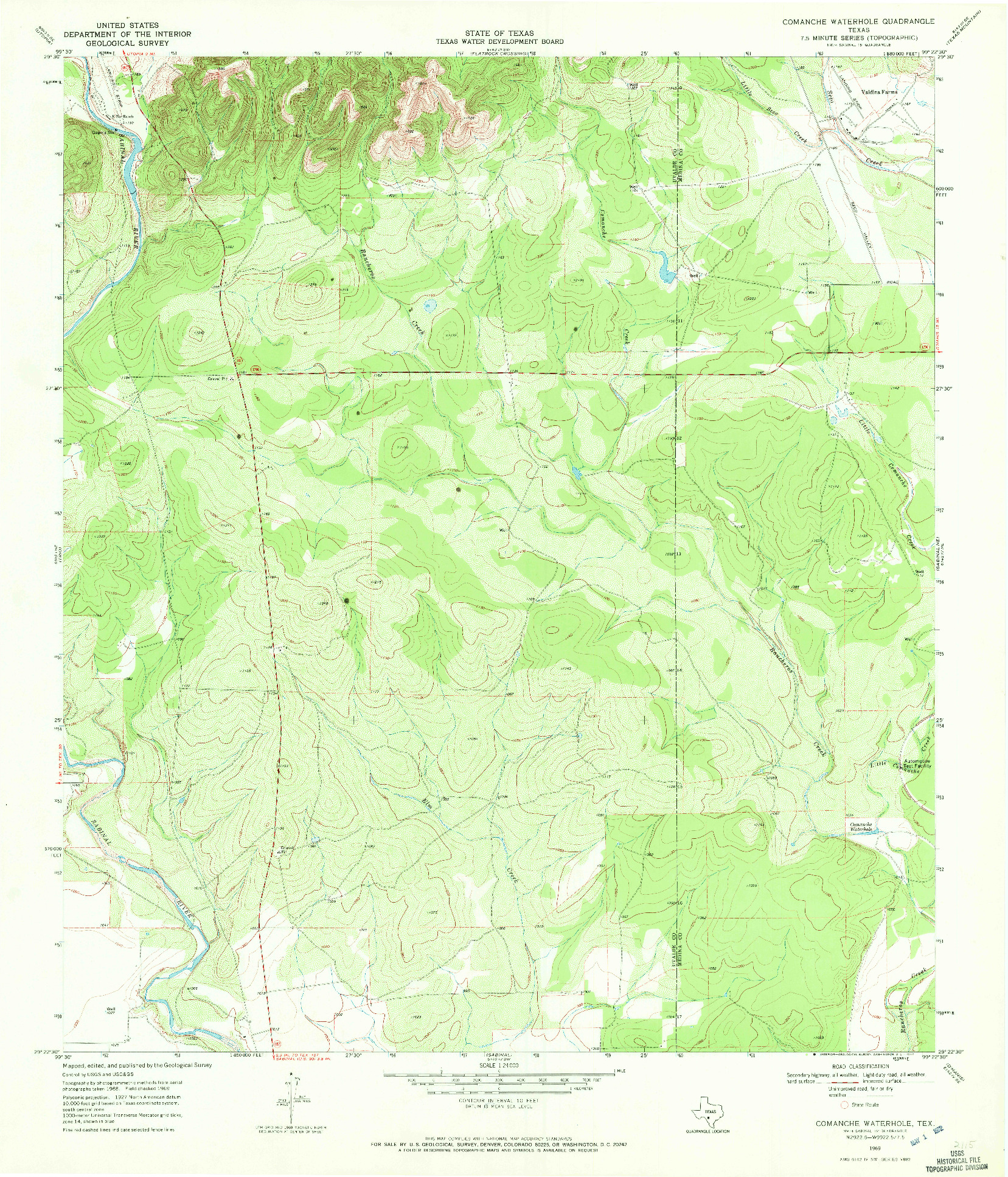 USGS 1:24000-SCALE QUADRANGLE FOR COMANCHE WATERHOLE, TX 1969