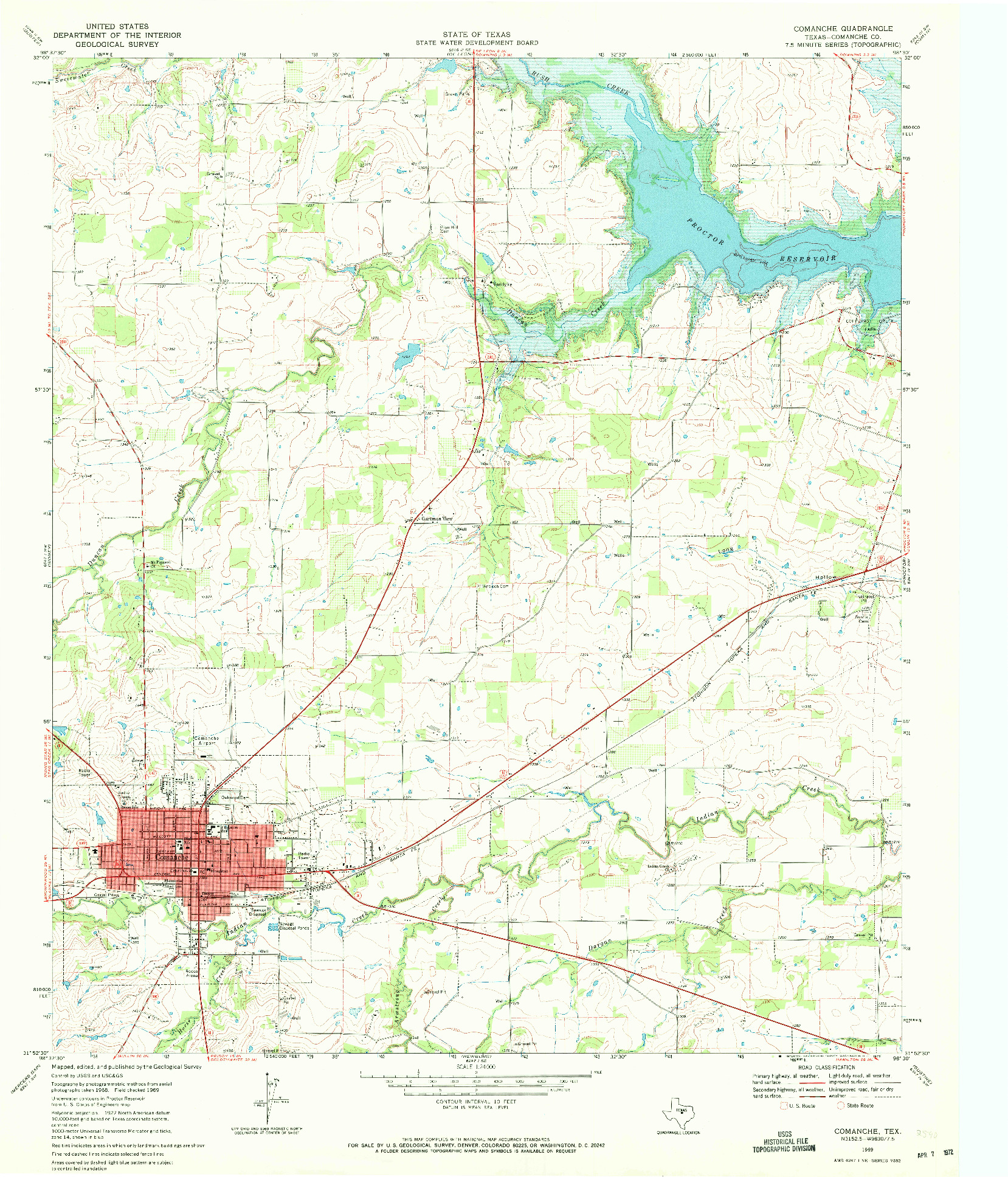 USGS 1:24000-SCALE QUADRANGLE FOR COMANCHE, TX 1969