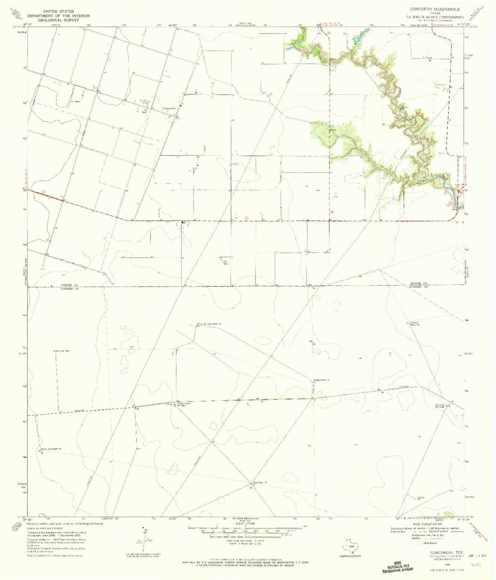 USGS 1:24000-SCALE QUADRANGLE FOR CONCORDIA, TX 1969