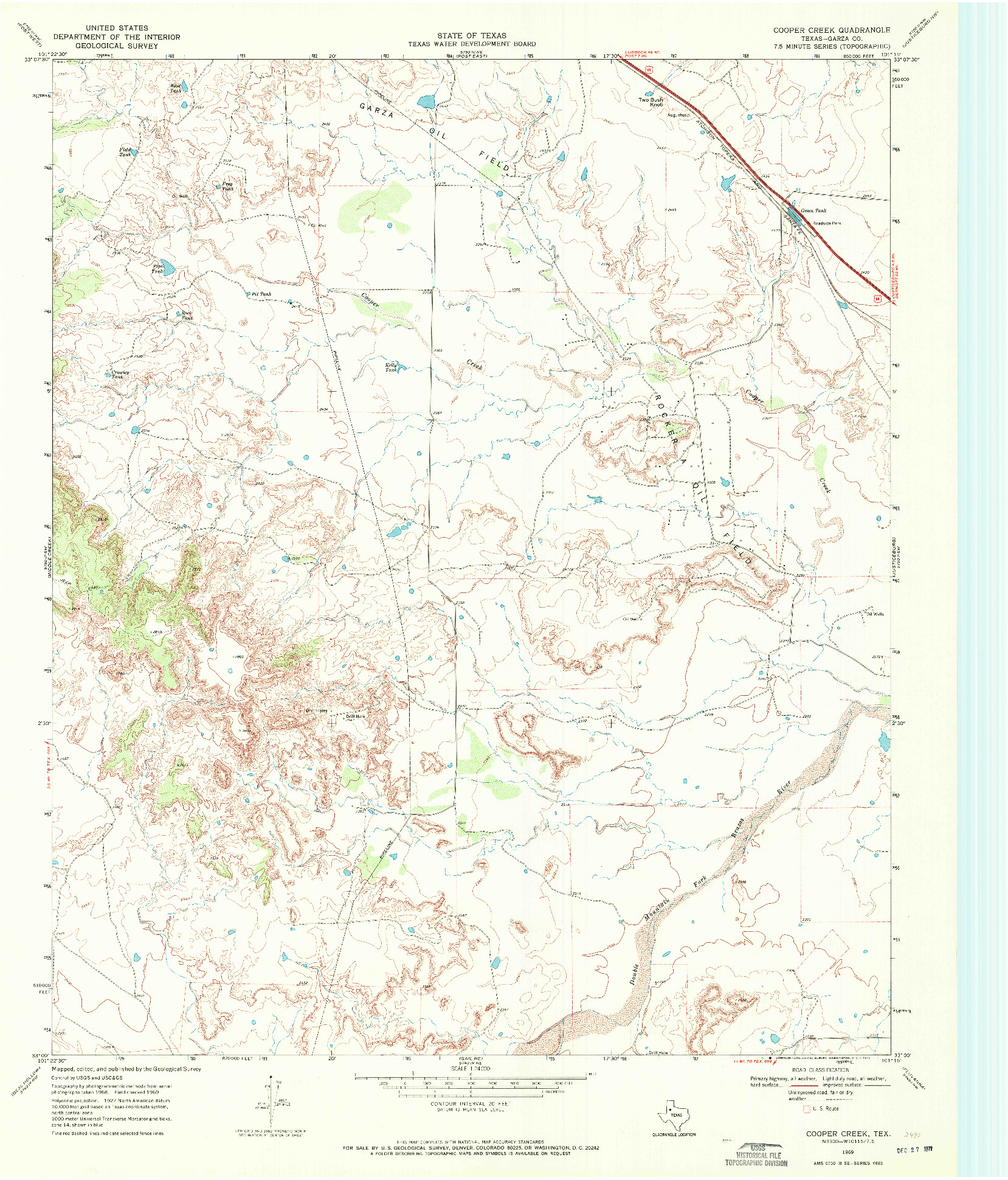 USGS 1:24000-SCALE QUADRANGLE FOR COOPER CREEK, TX 1969