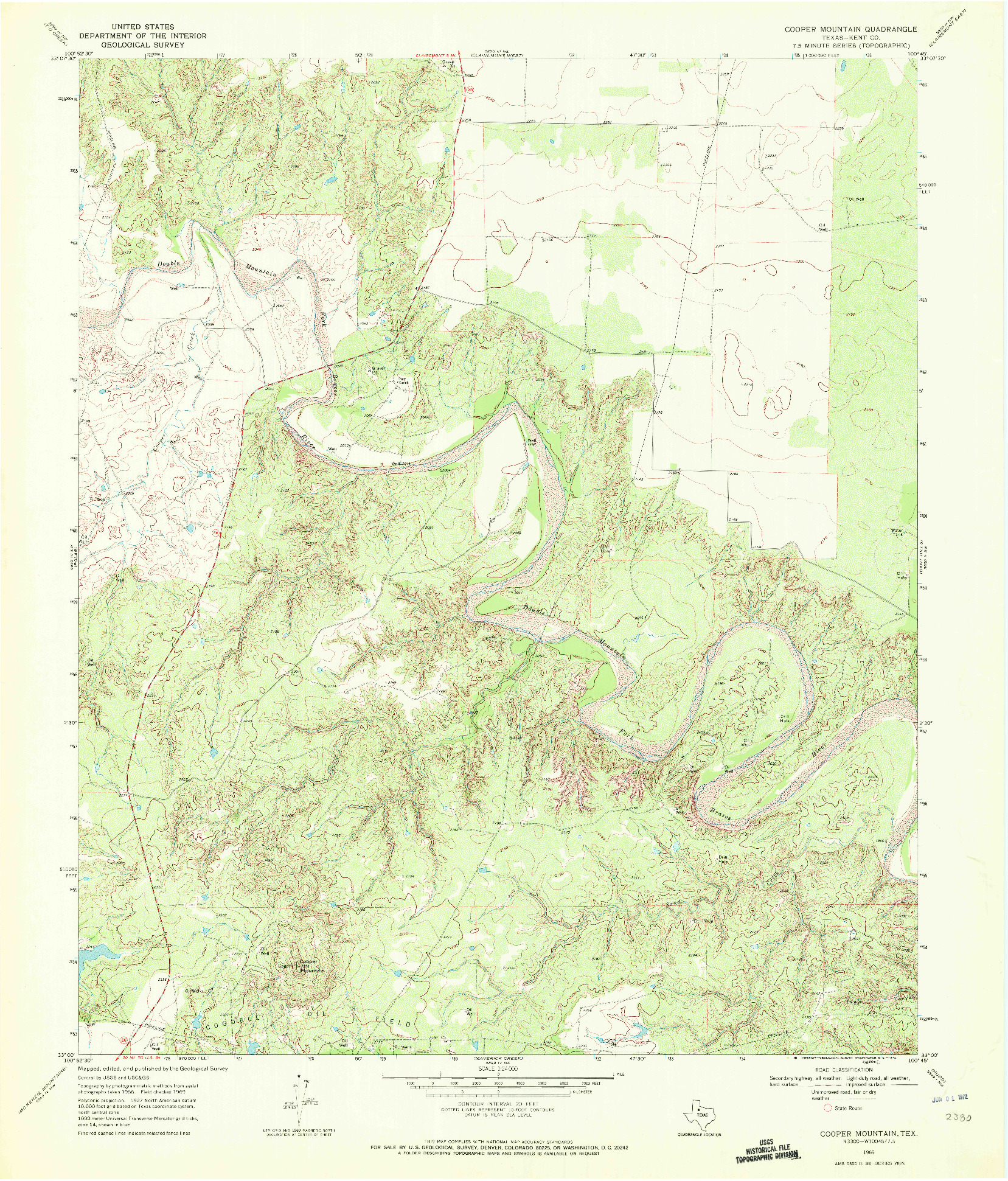 USGS 1:24000-SCALE QUADRANGLE FOR COOPER MOUNTAIN, TX 1969