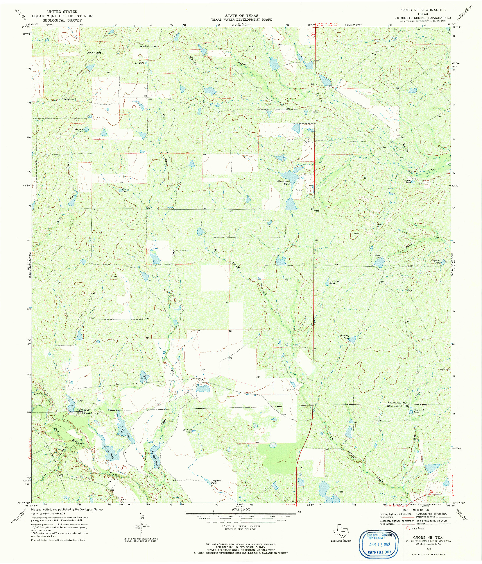 USGS 1:24000-SCALE QUADRANGLE FOR CROSS NE, TX 1969