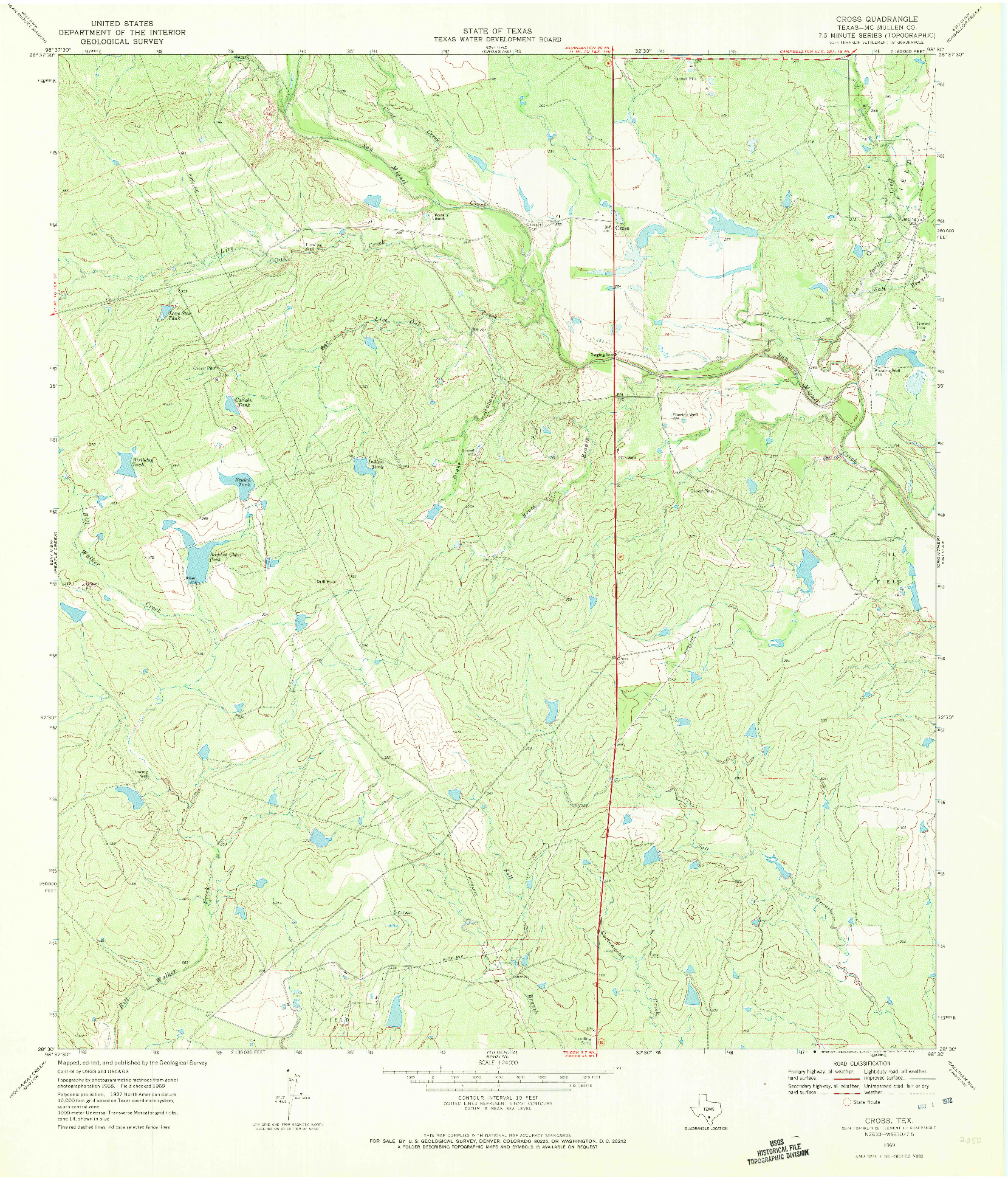 USGS 1:24000-SCALE QUADRANGLE FOR CROSS, TX 1969