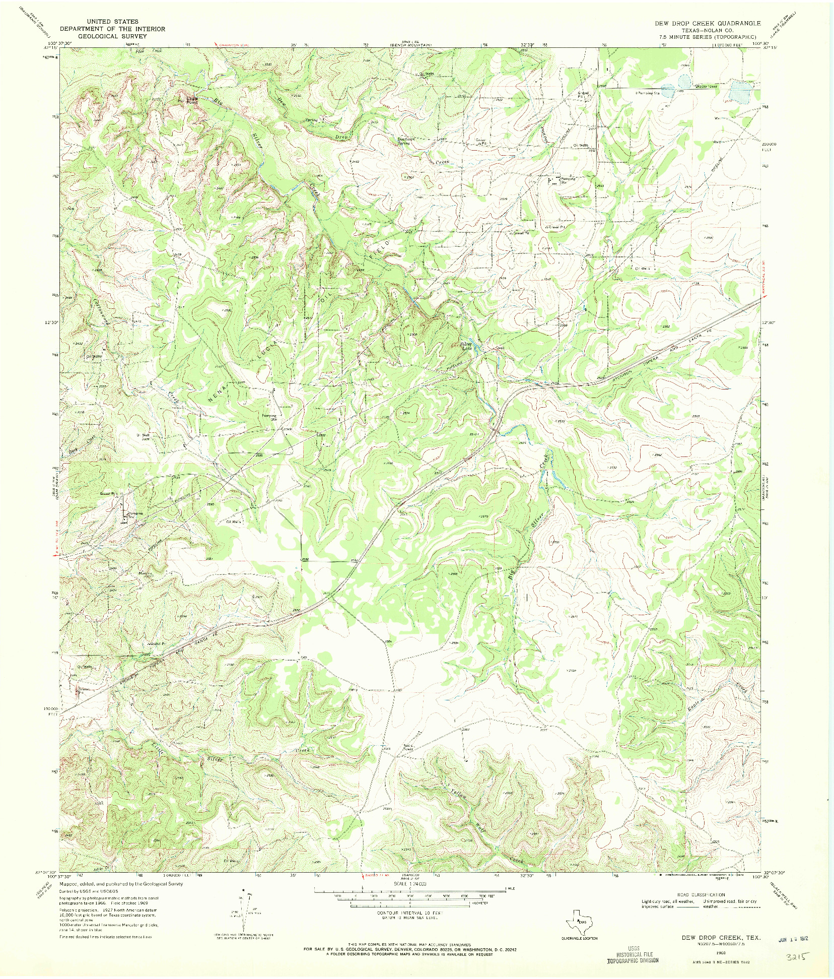 USGS 1:24000-SCALE QUADRANGLE FOR DEW DROP CREEK, TX 1969