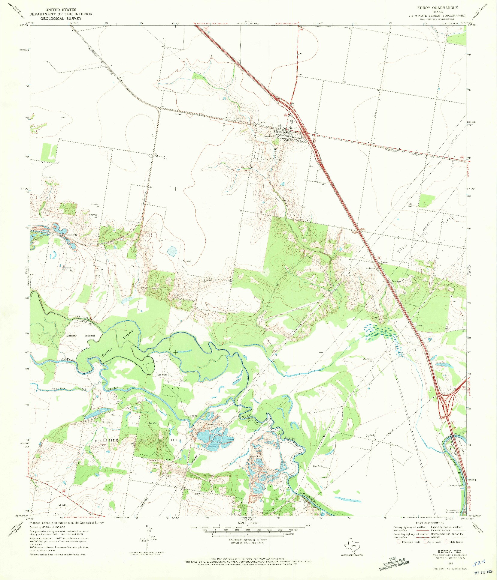USGS 1:24000-SCALE QUADRANGLE FOR EDROY, TX 1969