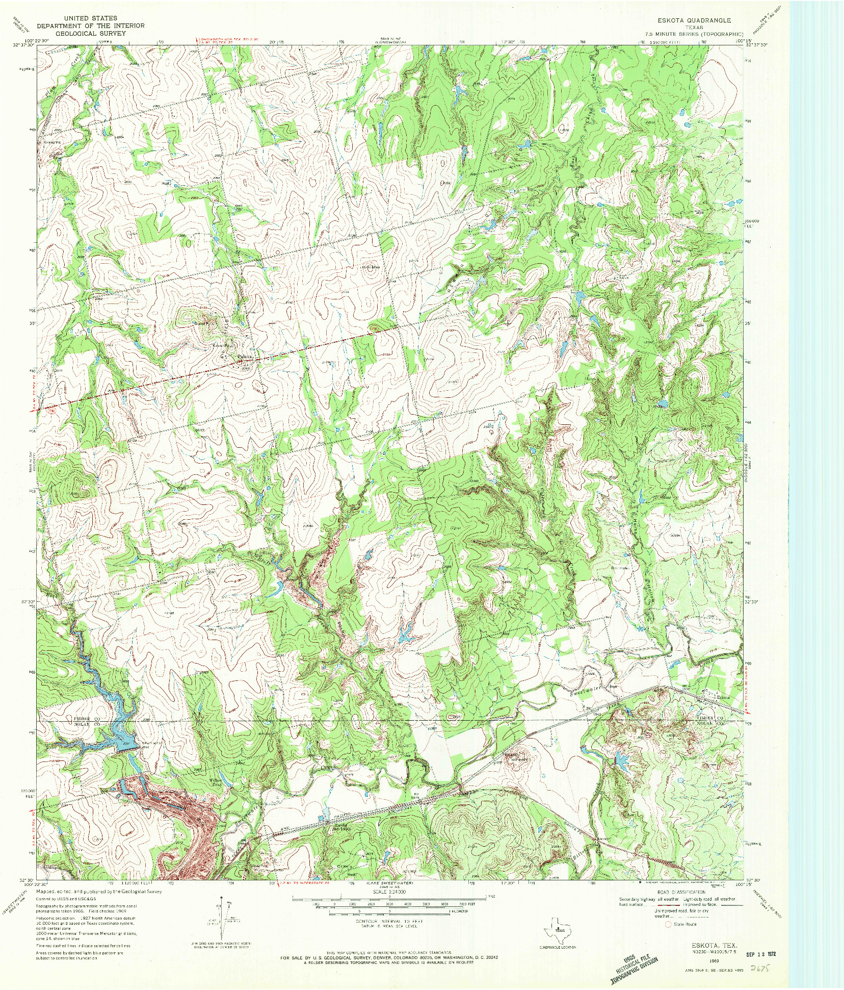 USGS 1:24000-SCALE QUADRANGLE FOR ESKOTA, TX 1969