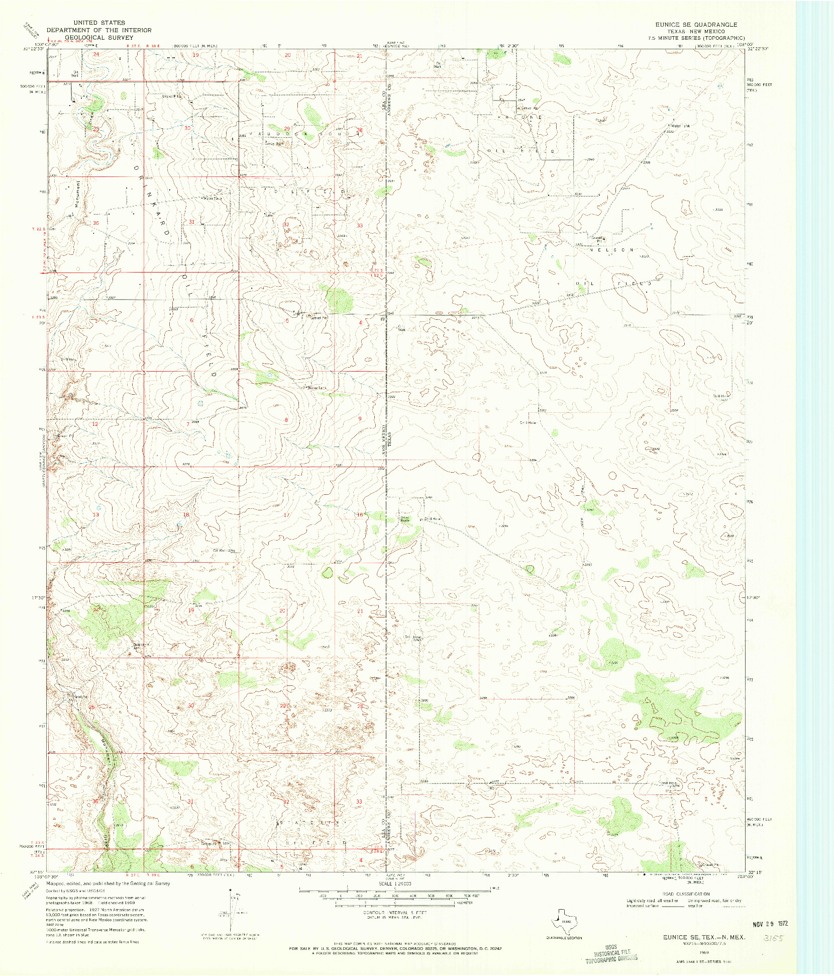 USGS 1:24000-SCALE QUADRANGLE FOR EUNICE SE, TX 1969