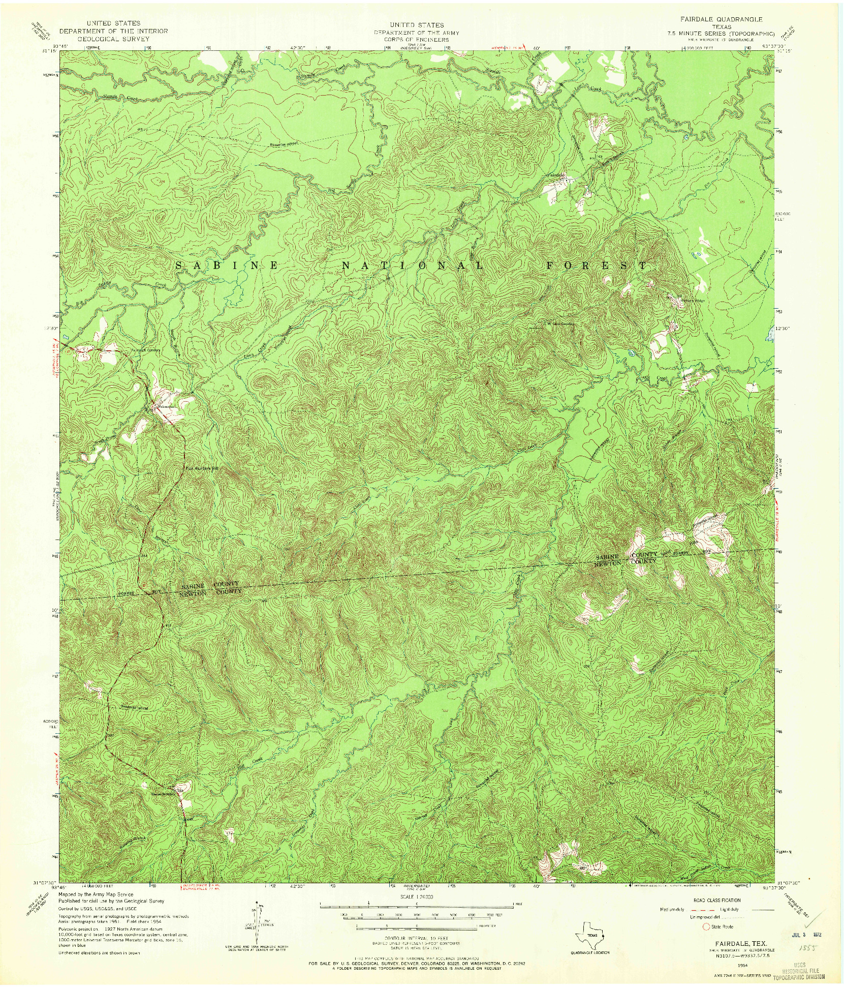 USGS 1:24000-SCALE QUADRANGLE FOR FAIRDALE, TX 1954