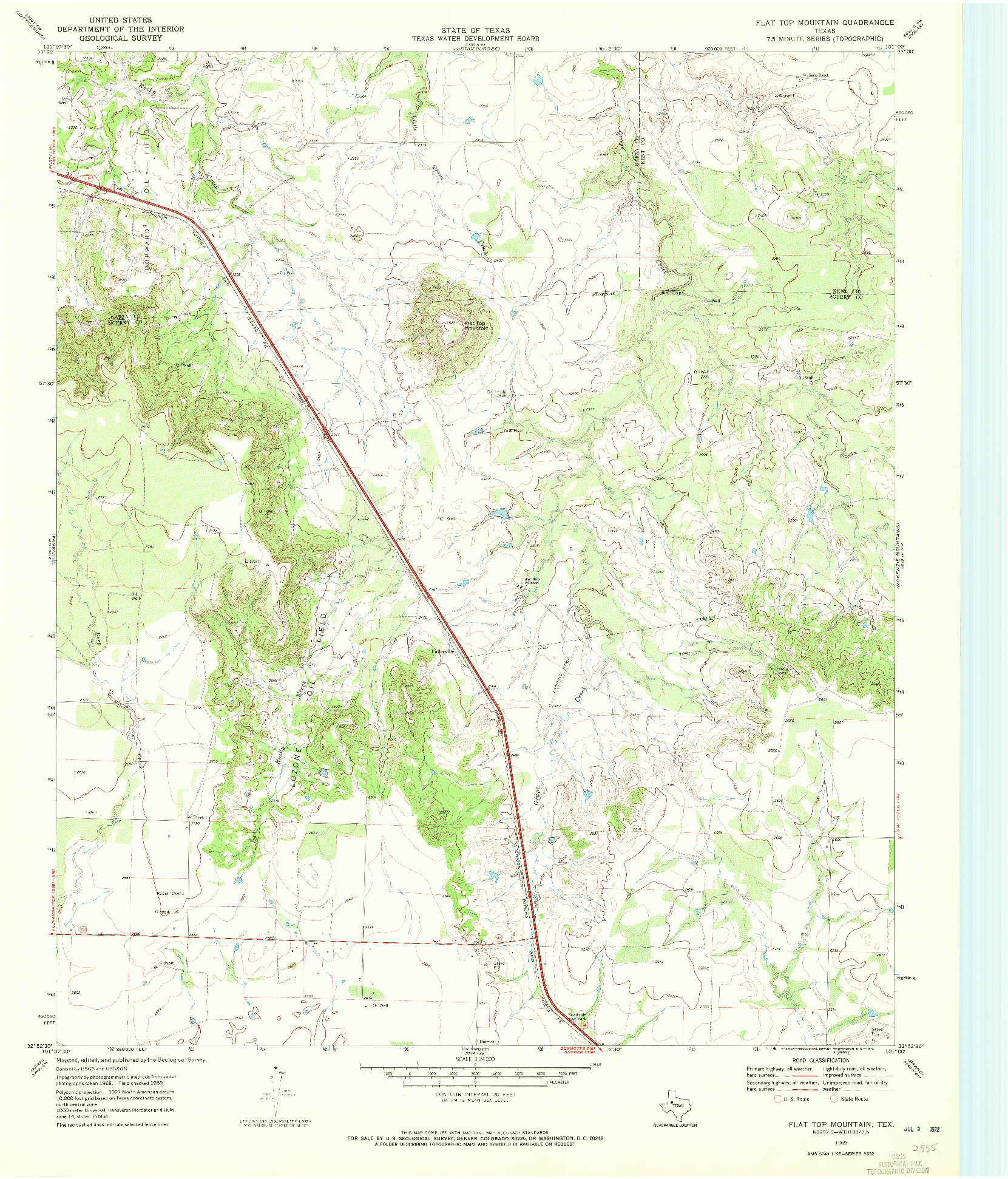 USGS 1:24000-SCALE QUADRANGLE FOR FLAT TOP MOUNTAIN, TX 1969