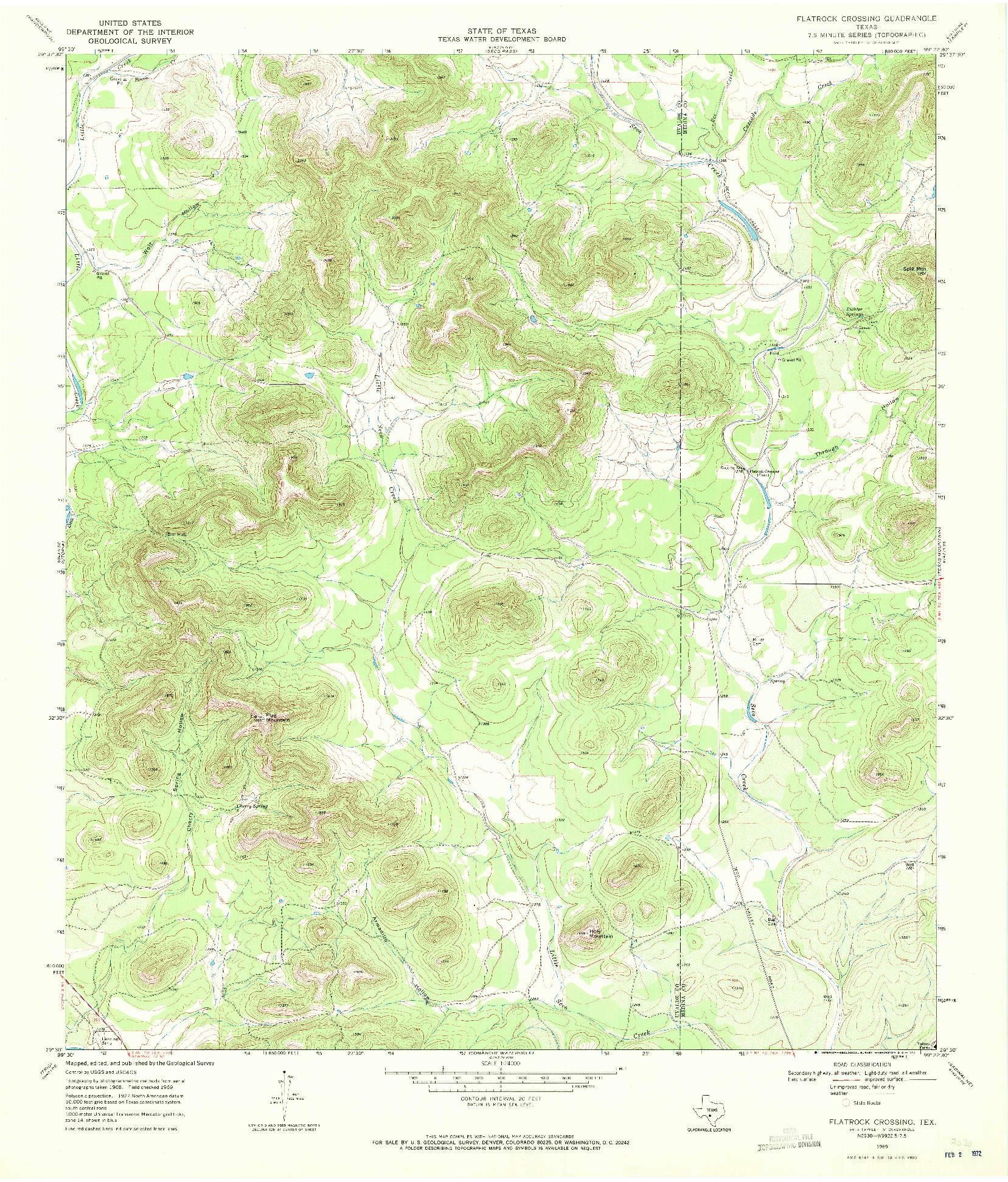 USGS 1:24000-SCALE QUADRANGLE FOR FLATROCK CROSSING, TX 1969