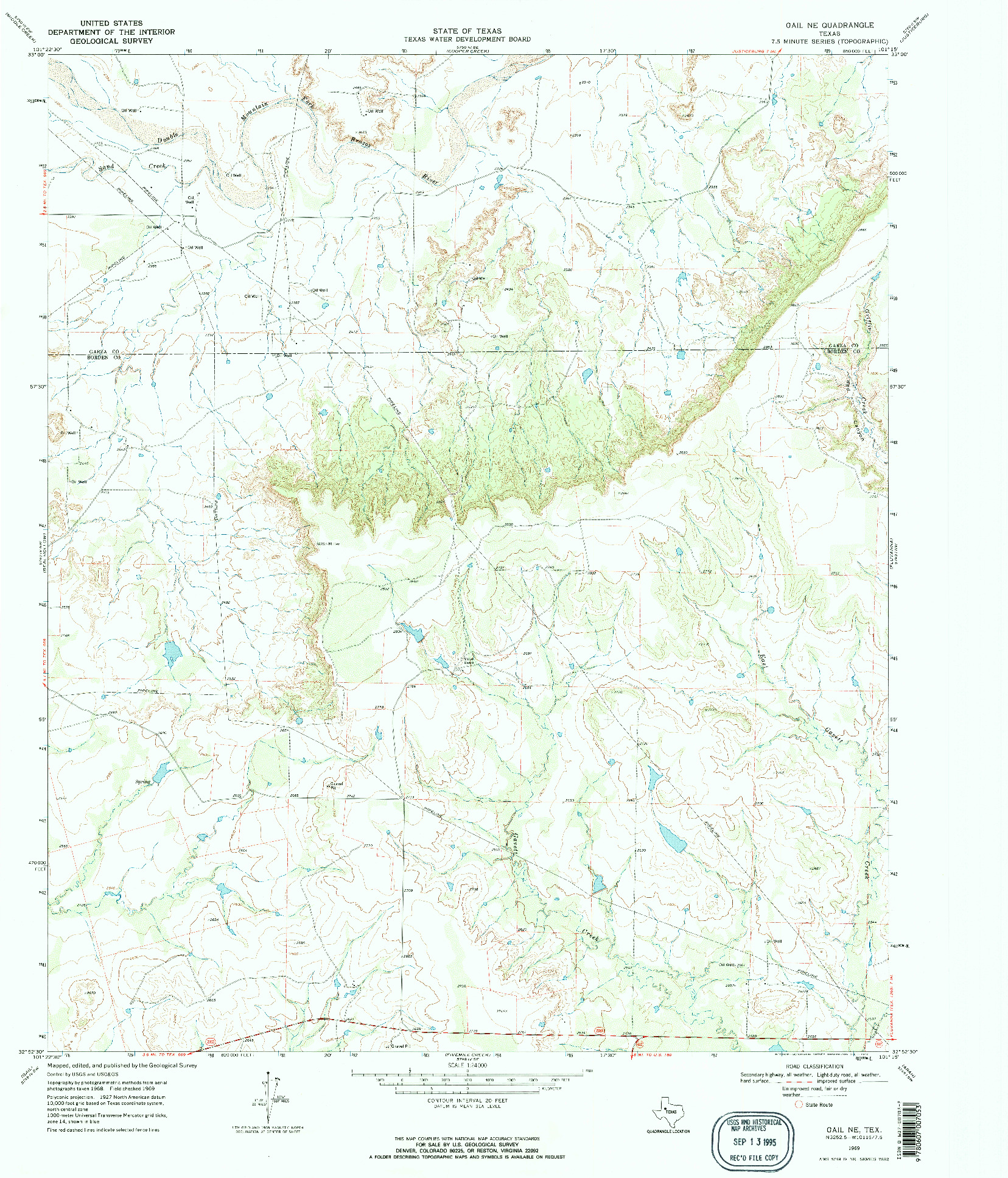USGS 1:24000-SCALE QUADRANGLE FOR GAIL NE, TX 1969