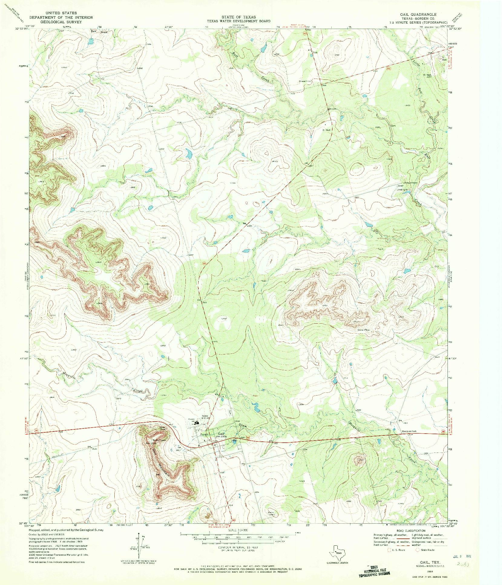 USGS 1:24000-SCALE QUADRANGLE FOR GAIL, TX 1969