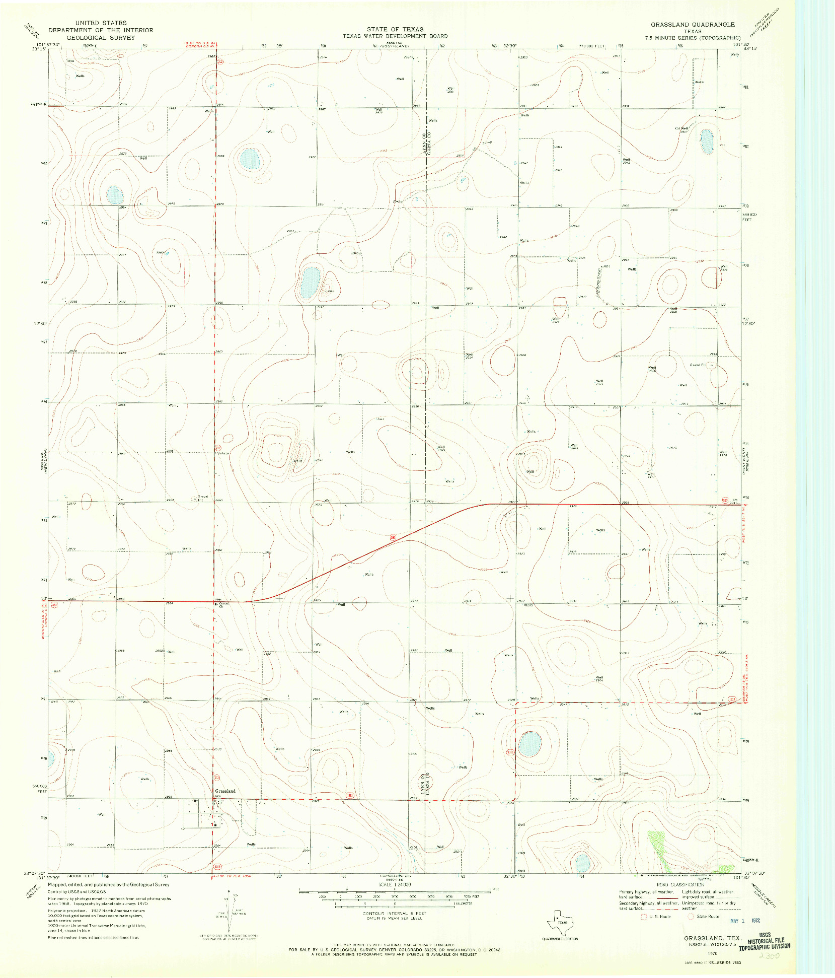 USGS 1:24000-SCALE QUADRANGLE FOR GRASSLAND, TX 1970