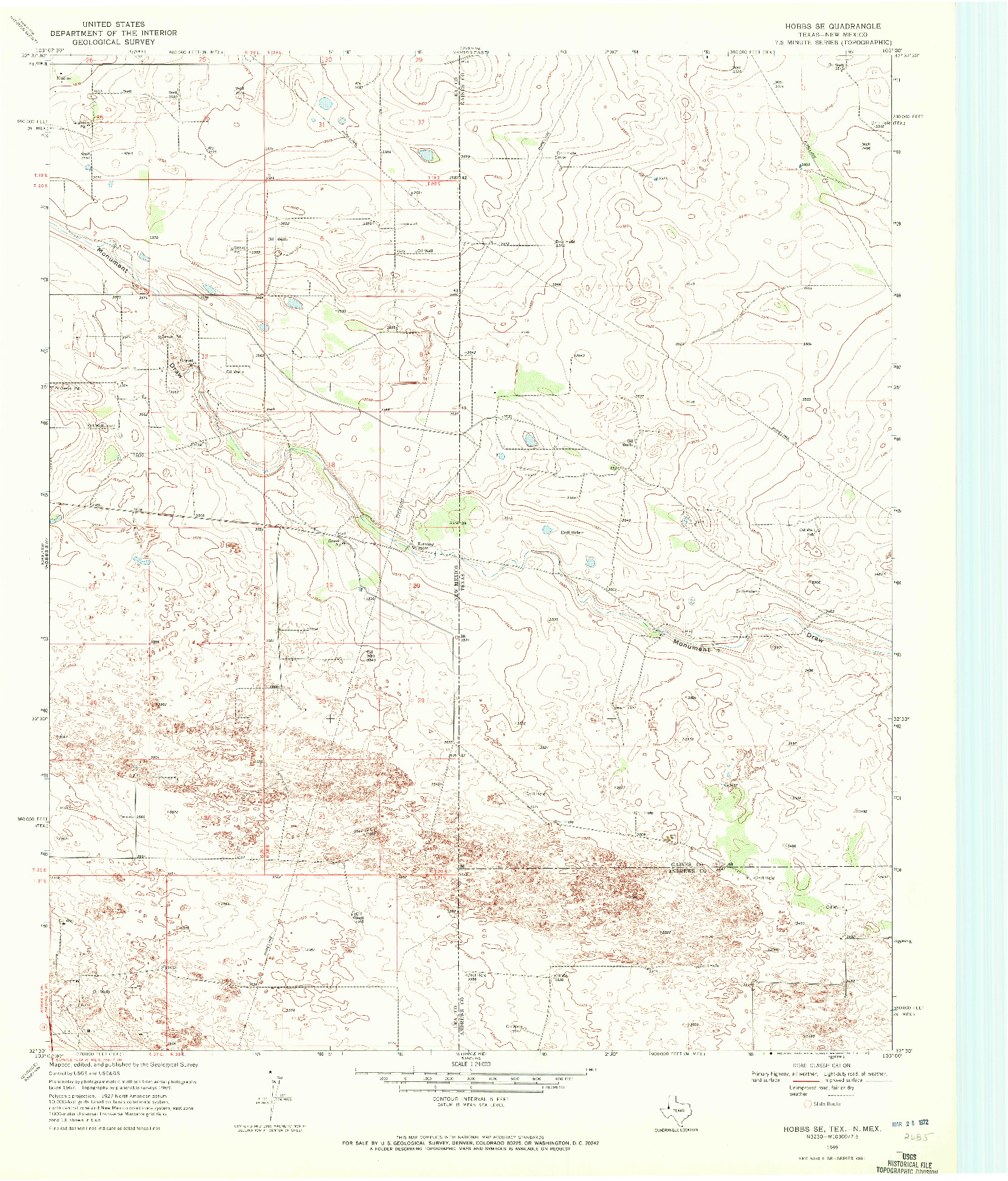 USGS 1:24000-SCALE QUADRANGLE FOR HOBBS SE, TX 1969