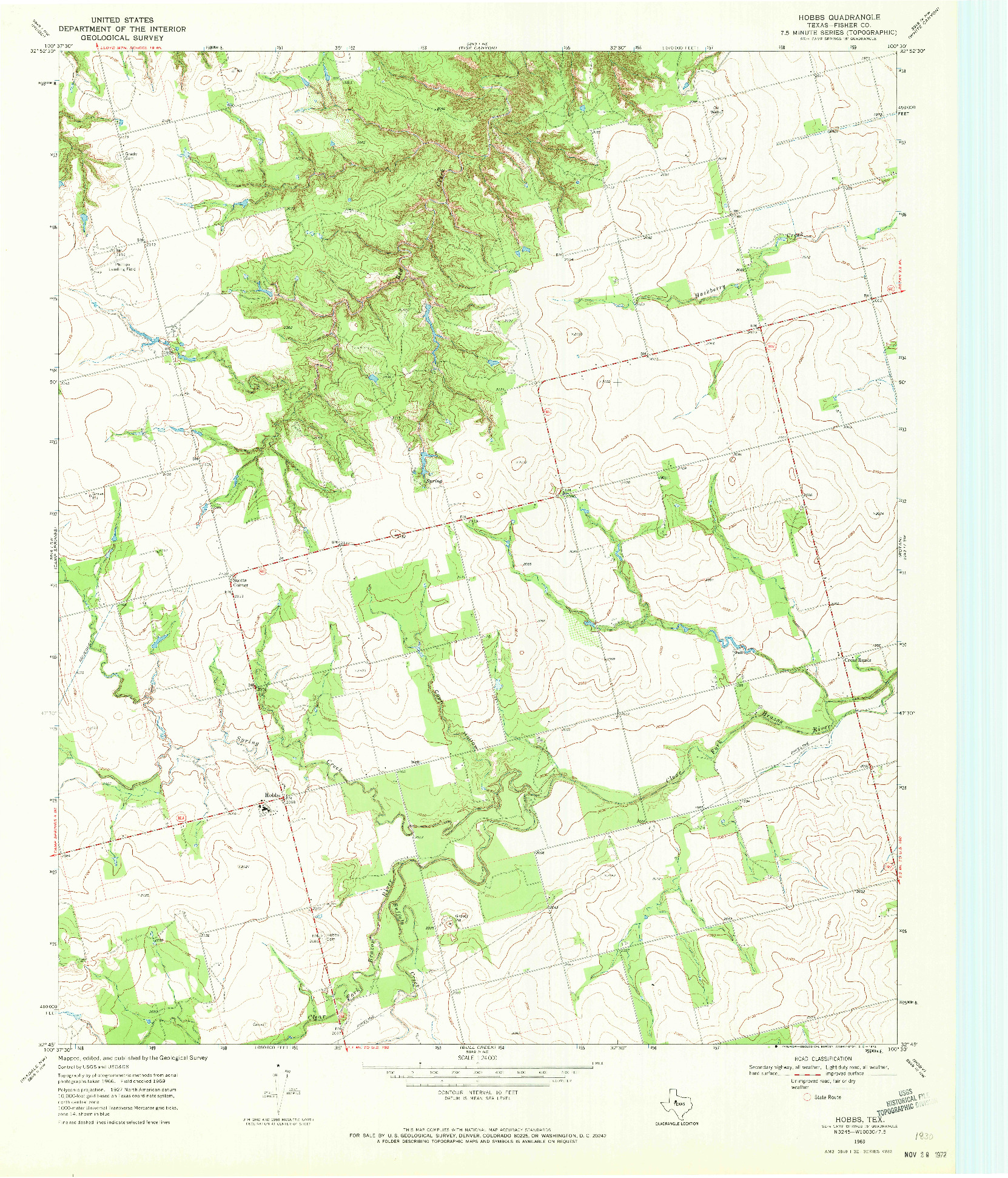 USGS 1:24000-SCALE QUADRANGLE FOR HOBBS, TX 1969