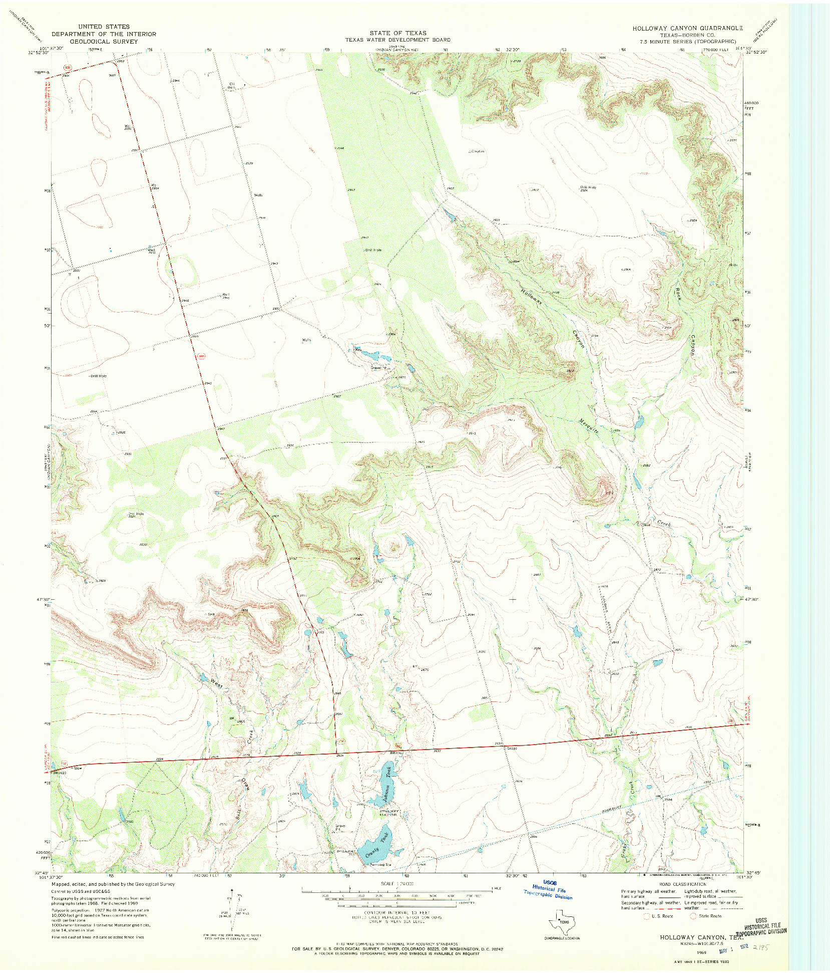 USGS 1:24000-SCALE QUADRANGLE FOR HOLLOWAY CANYON, TX 1969