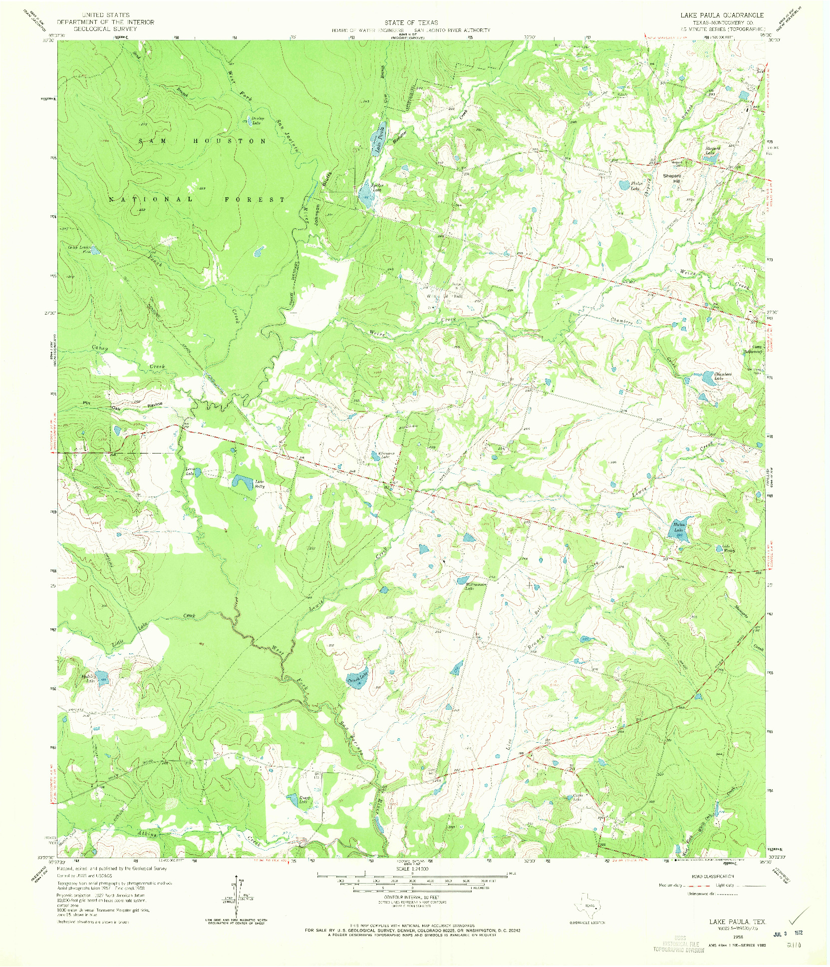 USGS 1:24000-SCALE QUADRANGLE FOR LAKE PAULA, TX 1958