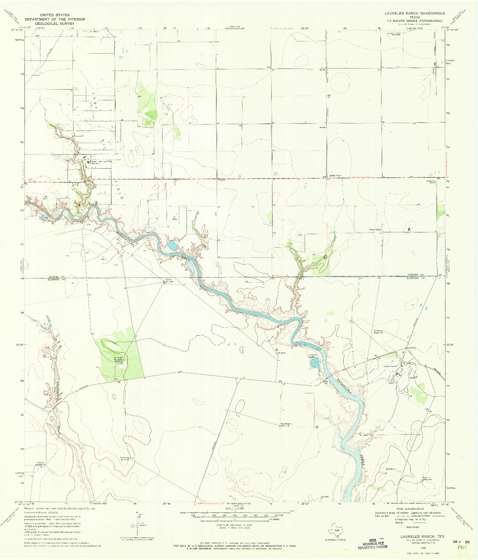 USGS 1:24000-SCALE QUADRANGLE FOR LAURELES RANCH, TX 1969