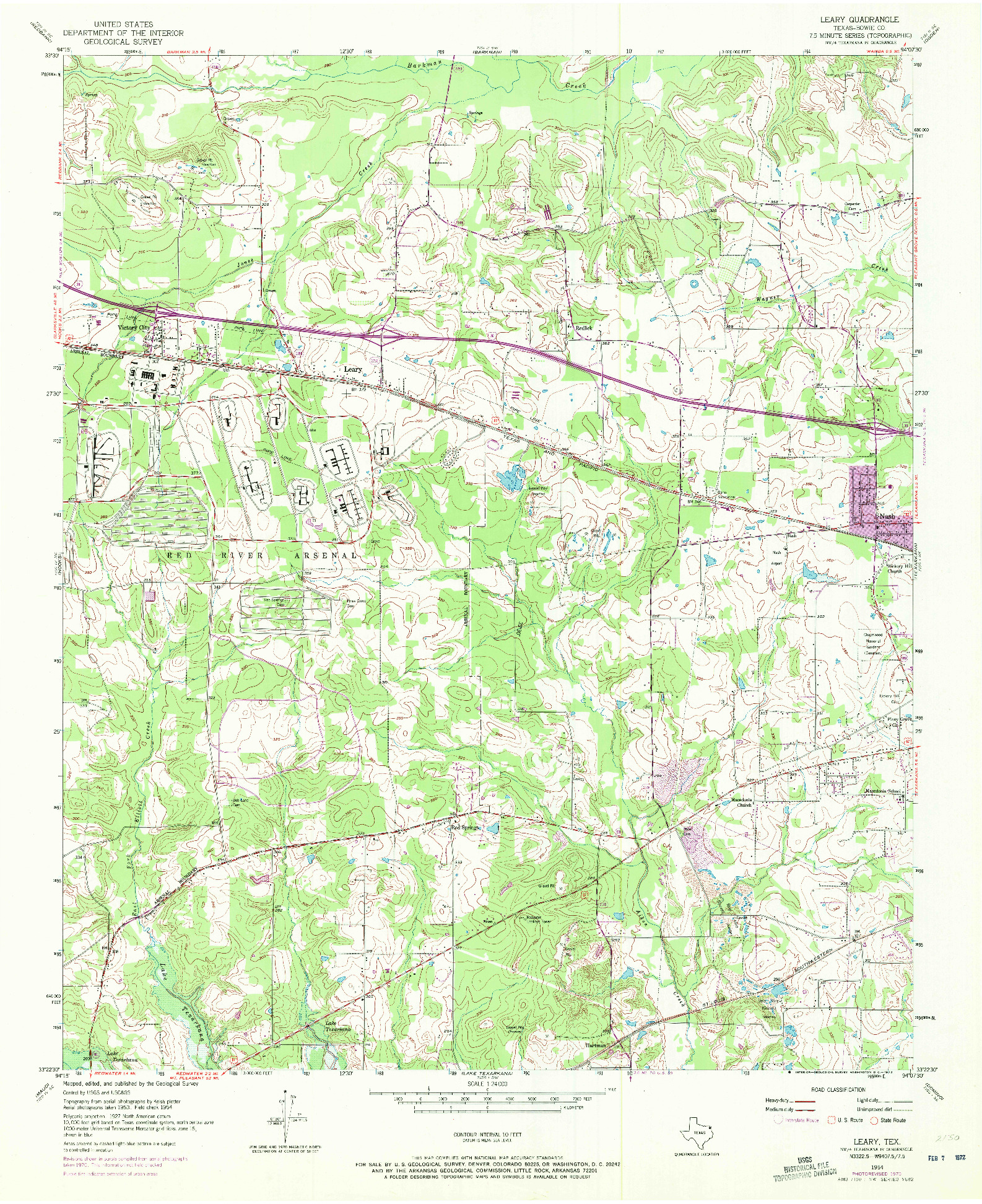 USGS 1:24000-SCALE QUADRANGLE FOR LEARY, TX 1954