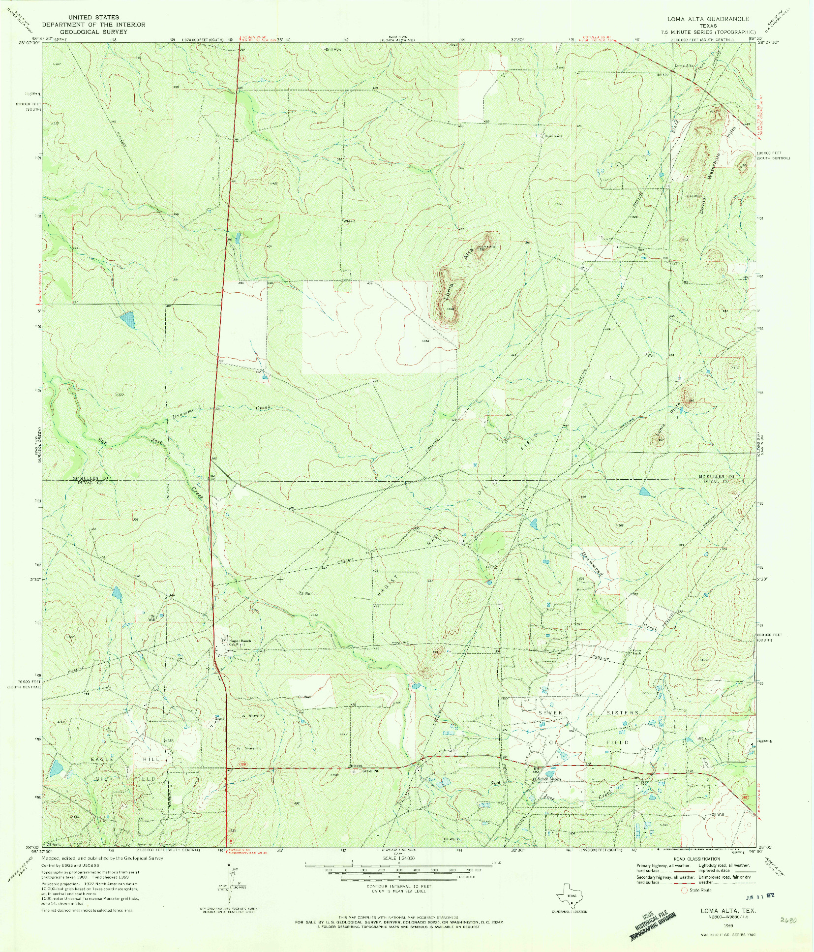 USGS 1:24000-SCALE QUADRANGLE FOR LOMA ALTA, TX 1969