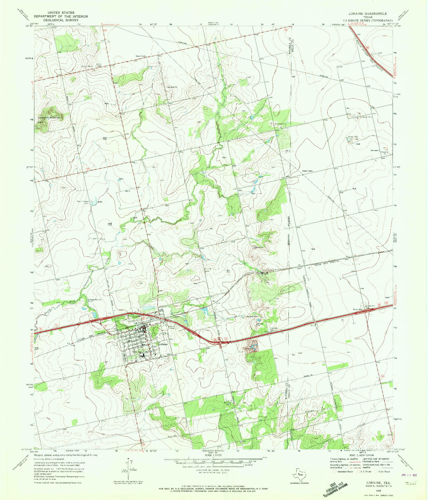 USGS 1:24000-SCALE QUADRANGLE FOR LORAINE, TX 1969