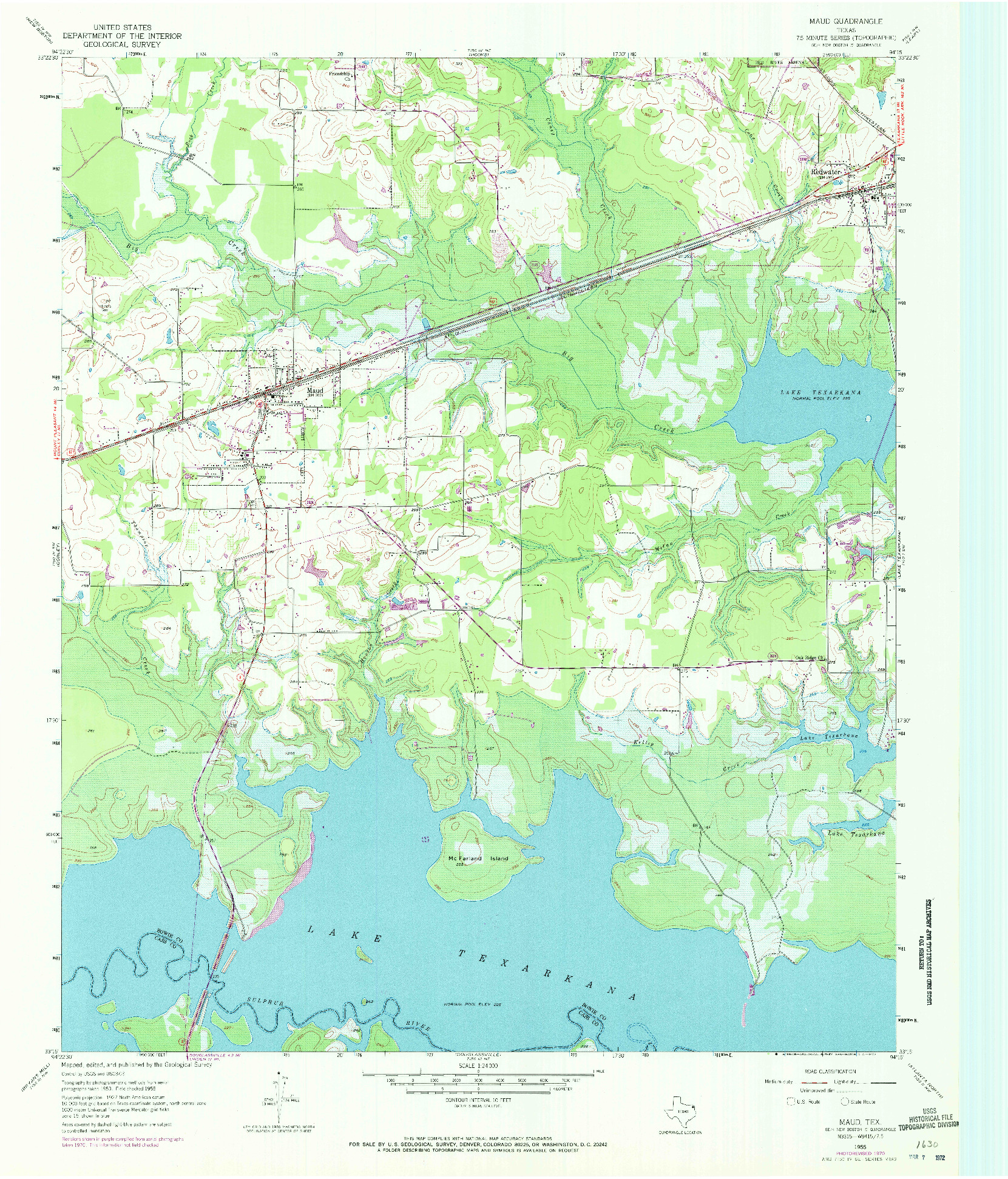 USGS 1:24000-SCALE QUADRANGLE FOR MAUD, TX 1955