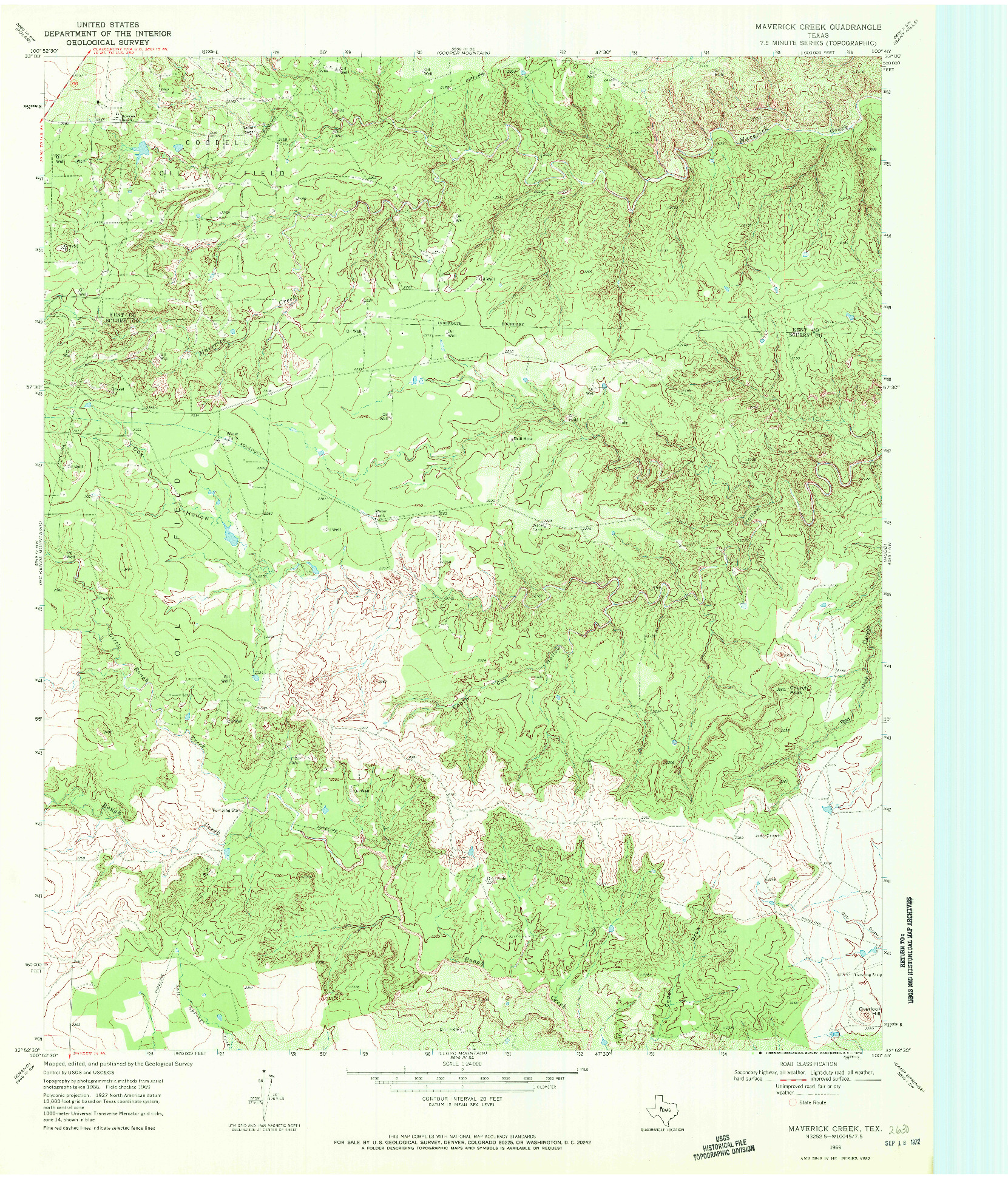 USGS 1:24000-SCALE QUADRANGLE FOR MAVERICK CREEK, TX 1969