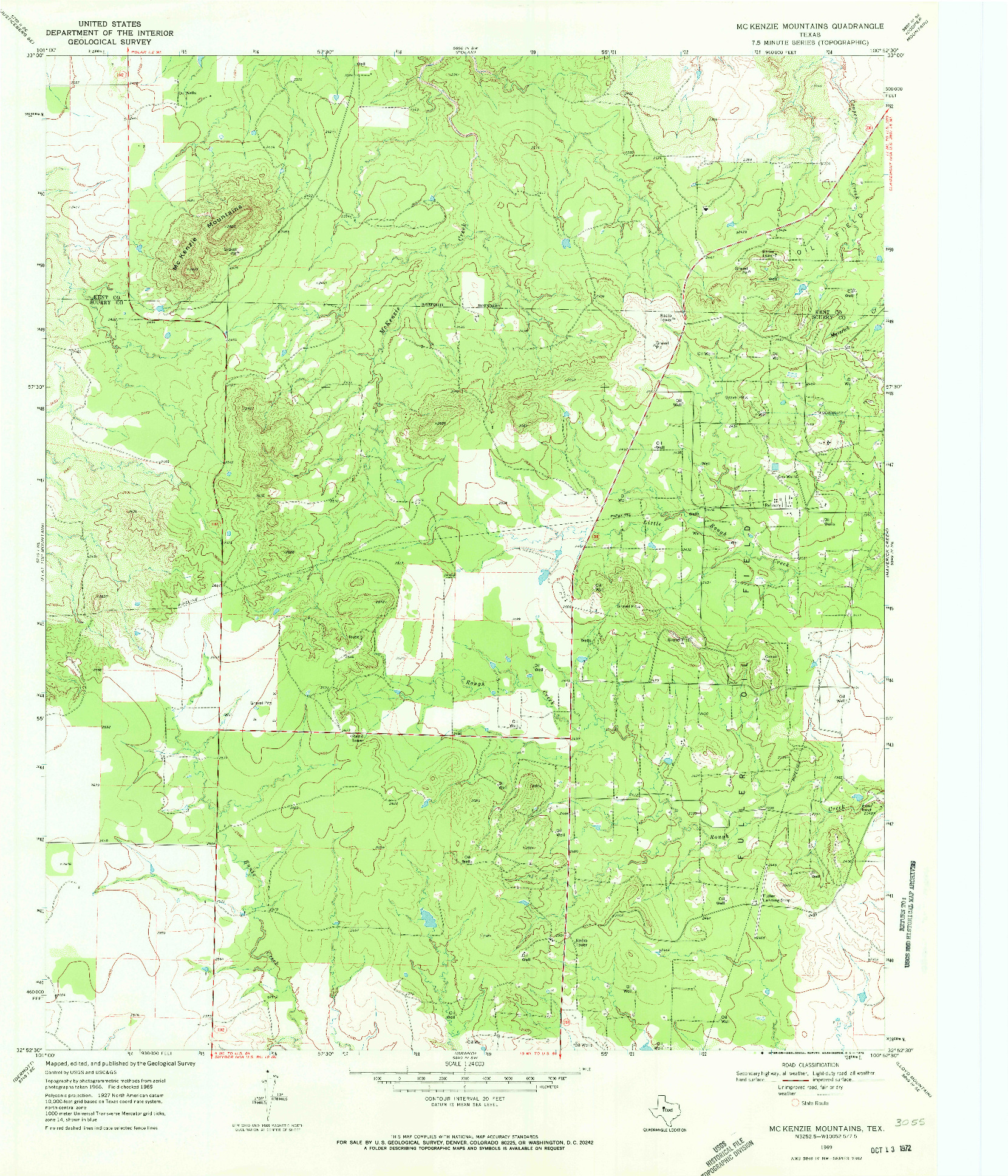 USGS 1:24000-SCALE QUADRANGLE FOR MCKENZIE MOUNTAINS, TX 1969