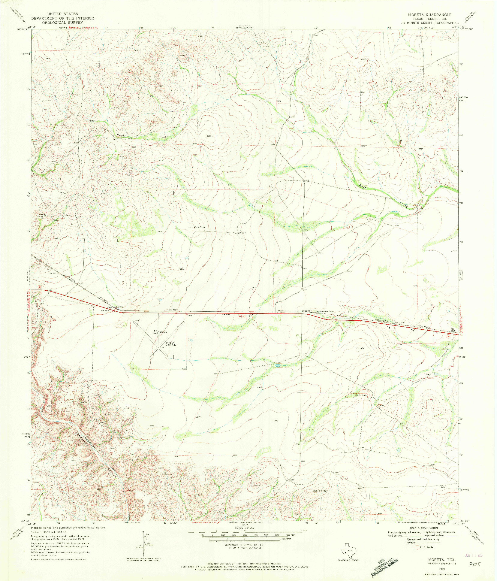 USGS 1:24000-SCALE QUADRANGLE FOR MOFETA, TX 1969