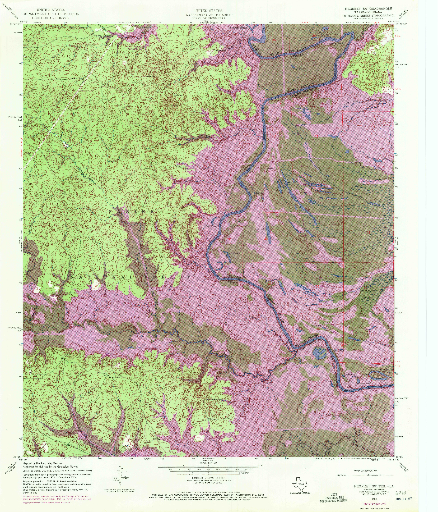 USGS 1:24000-SCALE QUADRANGLE FOR NEGREET SW, TX 1954