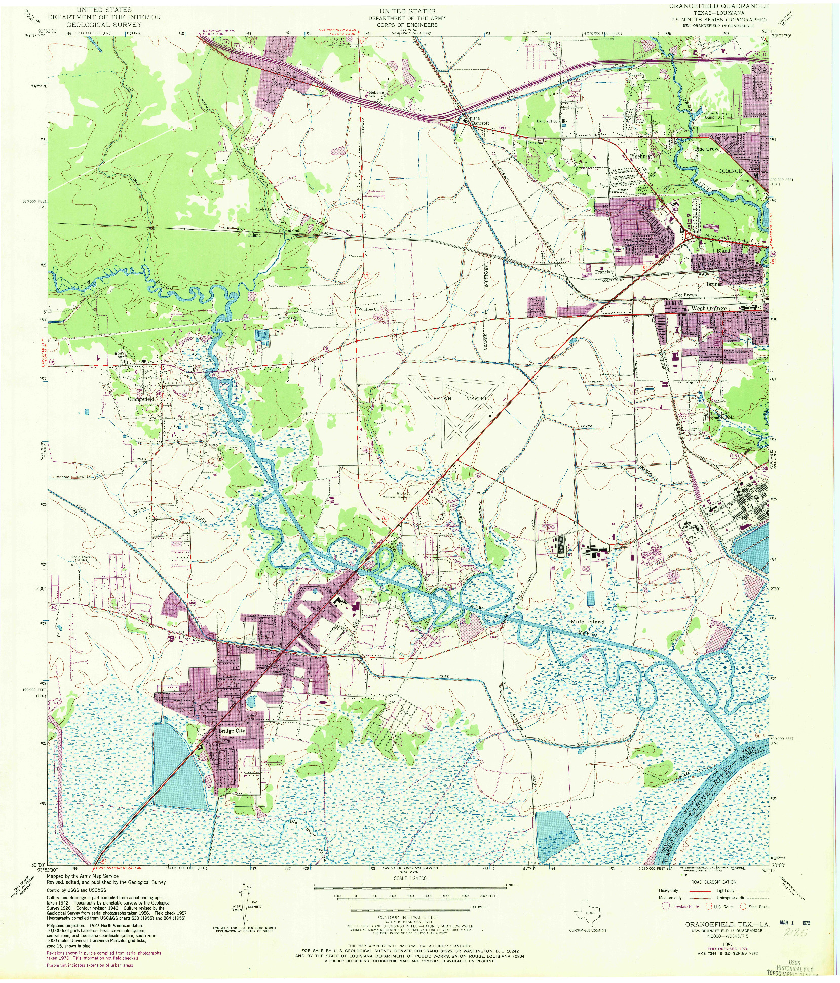 USGS 1:24000-SCALE QUADRANGLE FOR ORANGEFIELD, TX 1957