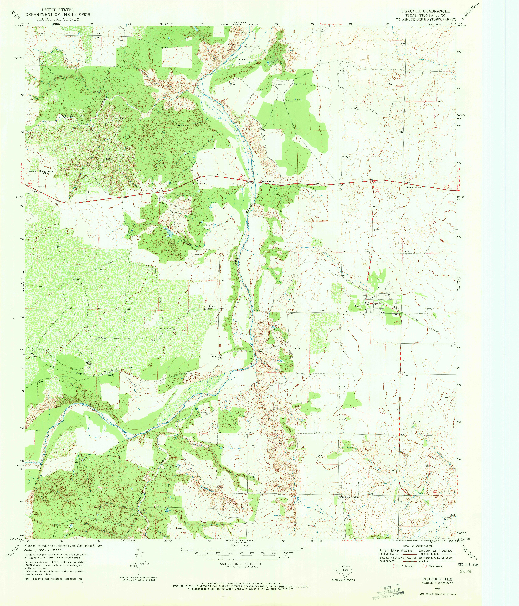 USGS 1:24000-SCALE QUADRANGLE FOR PEACOCK, TX 1968