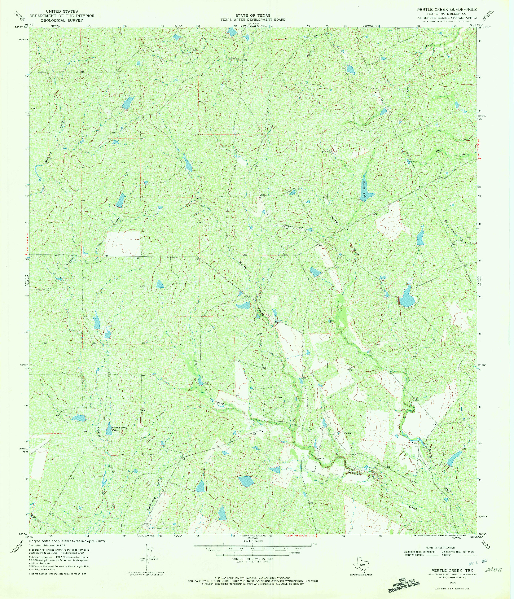 USGS 1:24000-SCALE QUADRANGLE FOR PERTLE CREEK, TX 1969