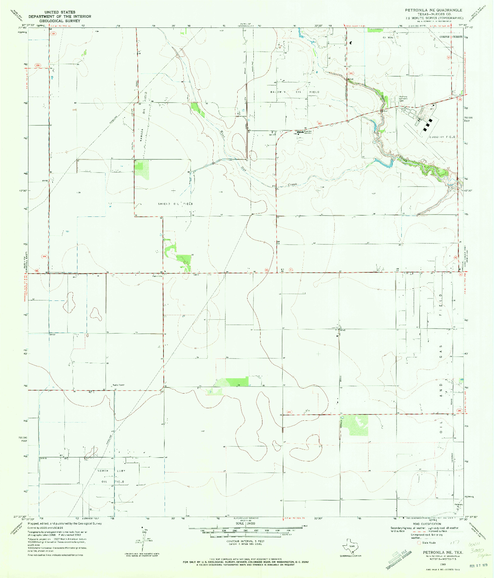 USGS 1:24000-SCALE QUADRANGLE FOR PETRONILA NE, TX 1969