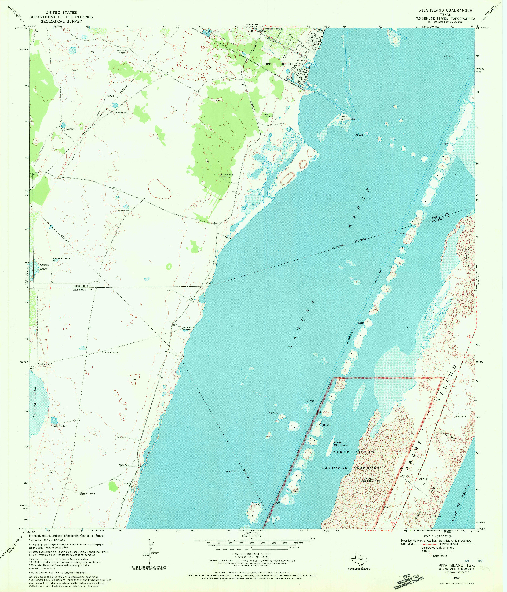 USGS 1:24000-SCALE QUADRANGLE FOR PITA ISLAND, TX 1969