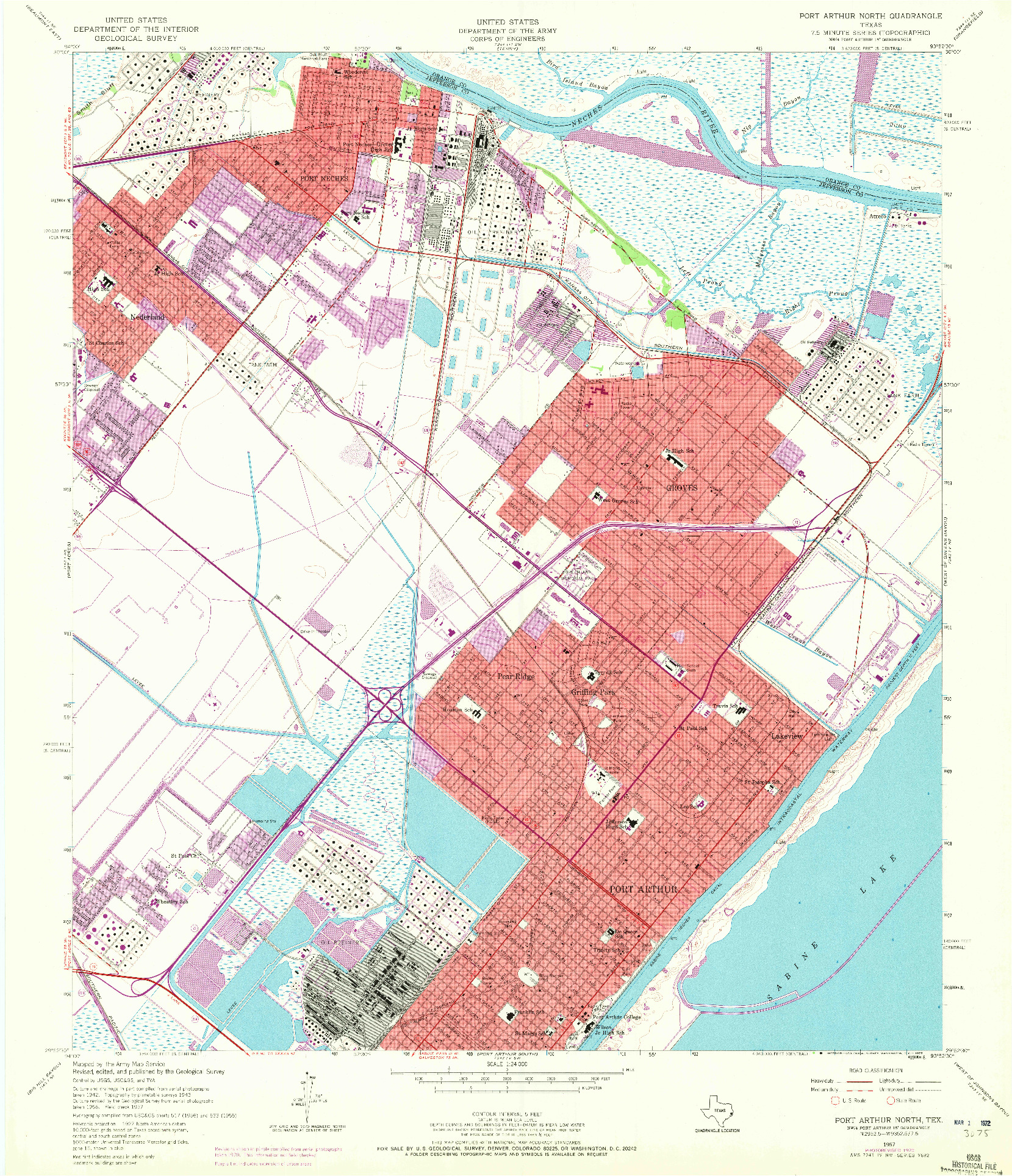 USGS 1:24000-SCALE QUADRANGLE FOR PORT ARTHUR NORTH, TX 1957