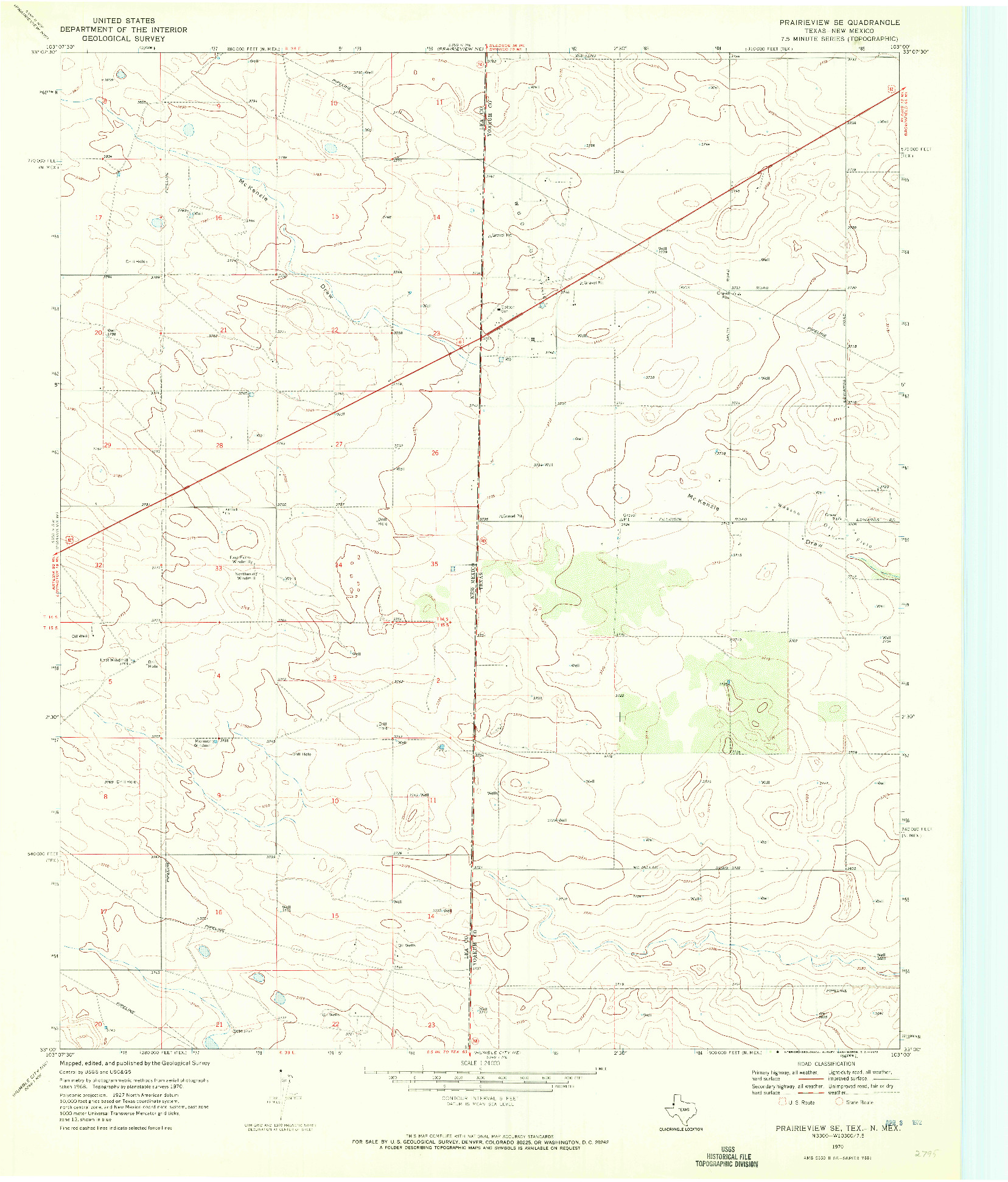 USGS 1:24000-SCALE QUADRANGLE FOR PRAIRIEVIEW SE, TX 1970