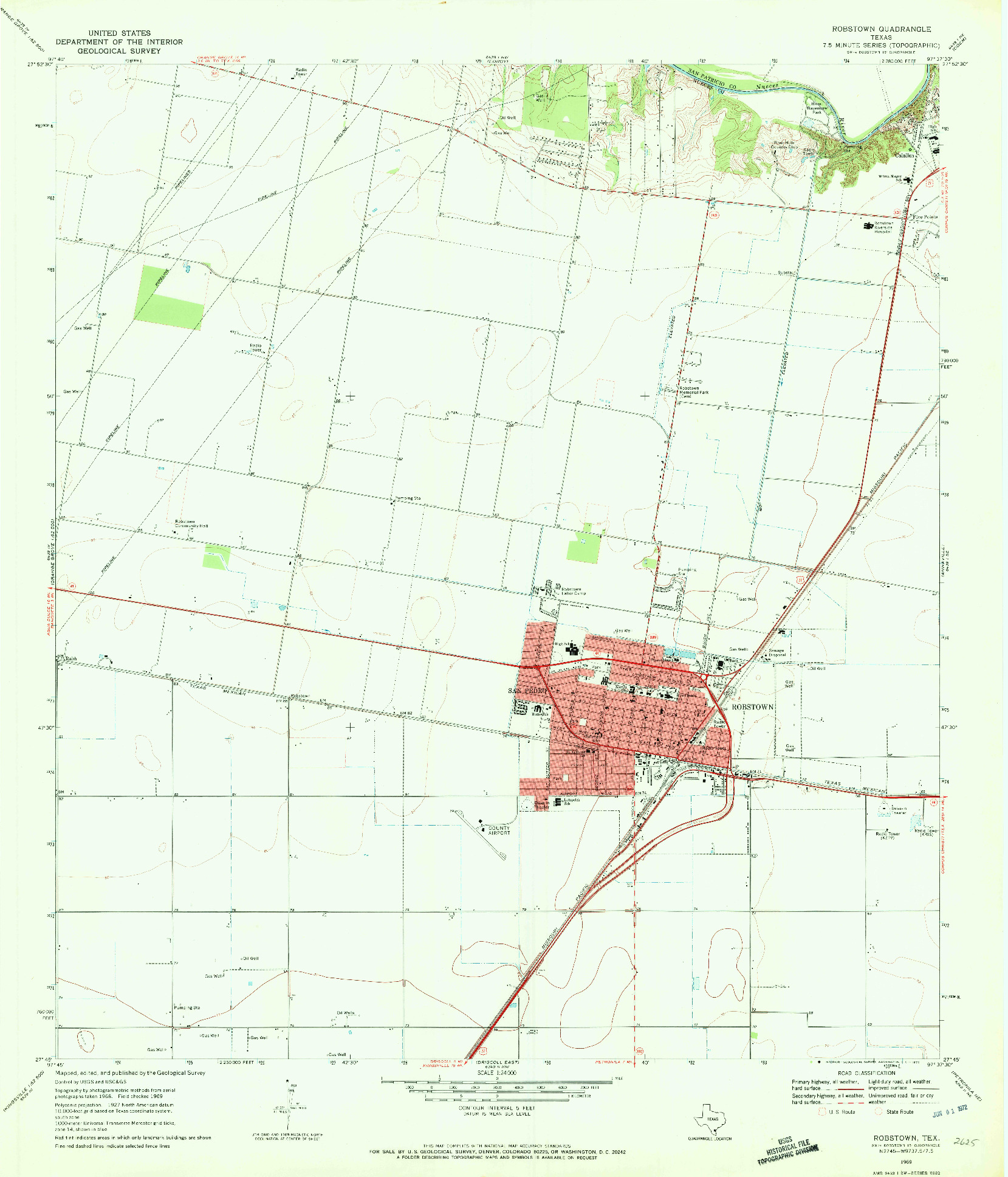 USGS 1:24000-SCALE QUADRANGLE FOR ROBSTOWN, TX 1969