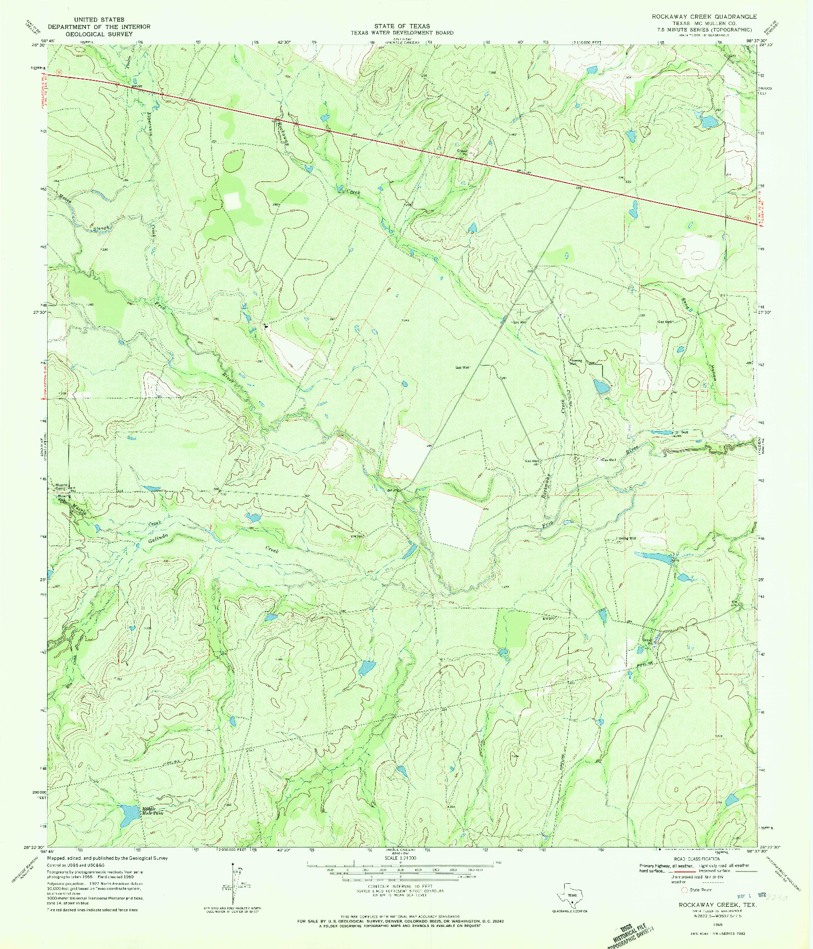 USGS 1:24000-SCALE QUADRANGLE FOR ROCKAWAY CREEK, TX 1969