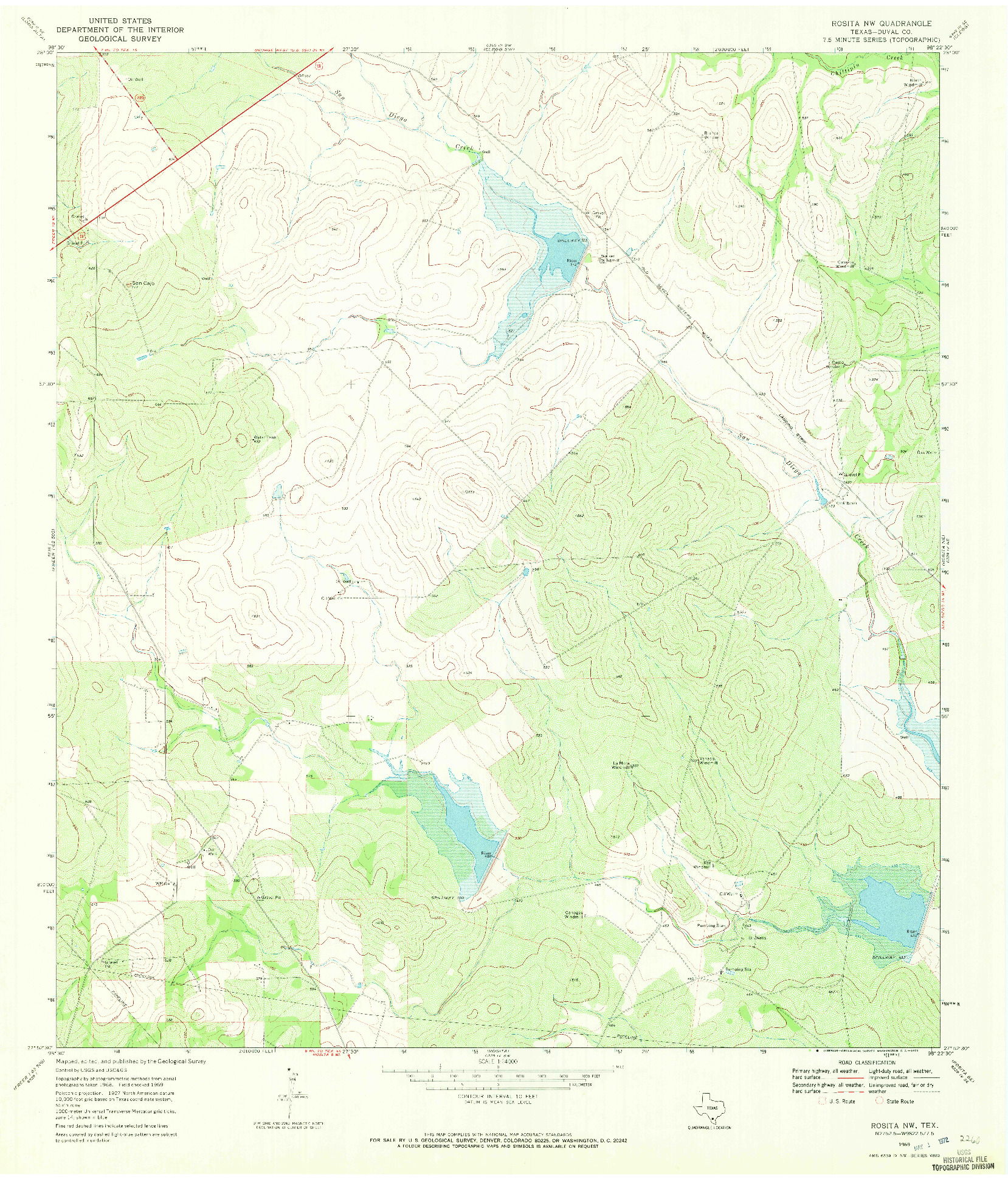 USGS 1:24000-SCALE QUADRANGLE FOR ROSITA NW, TX 1969