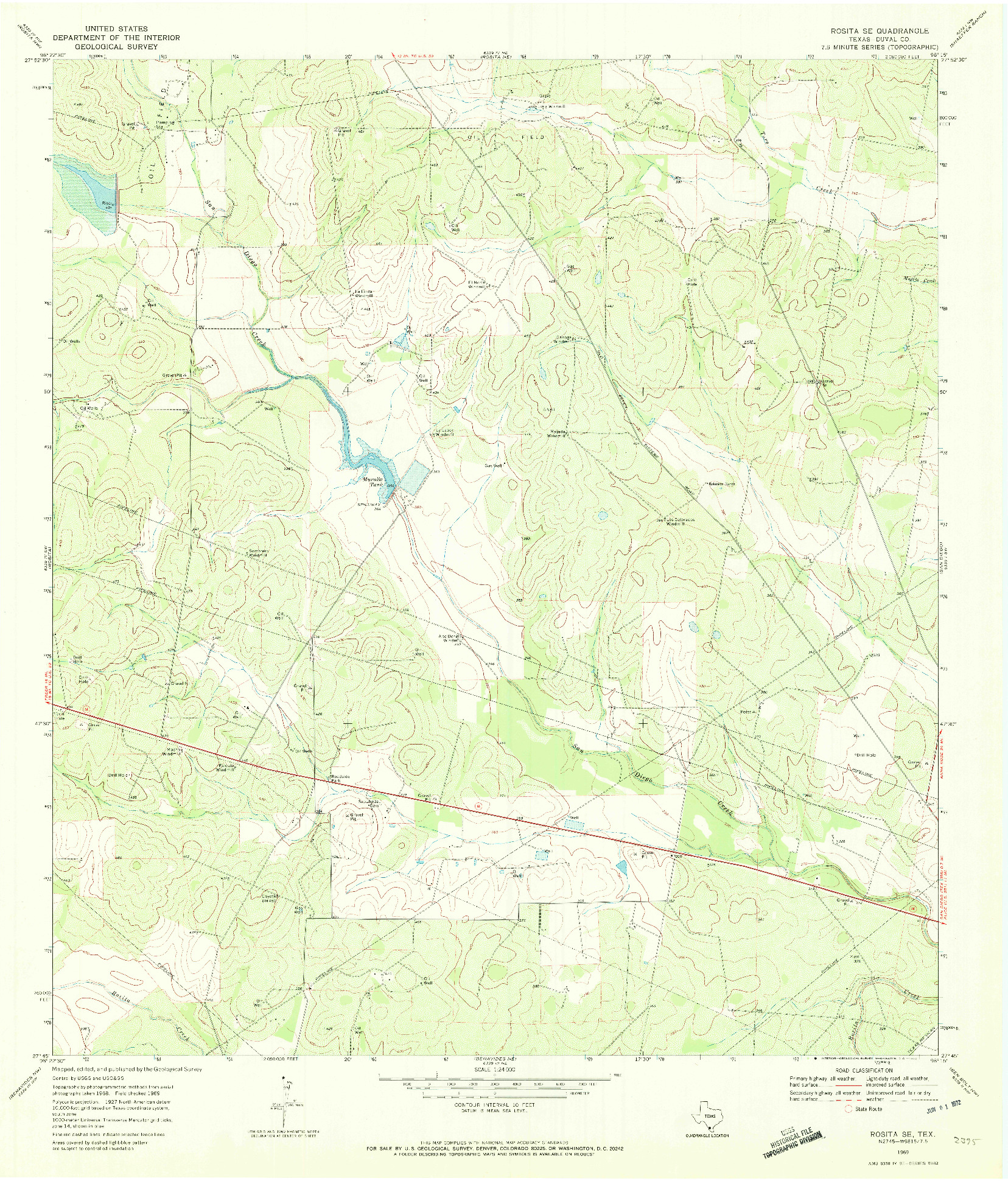 USGS 1:24000-SCALE QUADRANGLE FOR ROSITA SE, TX 1969